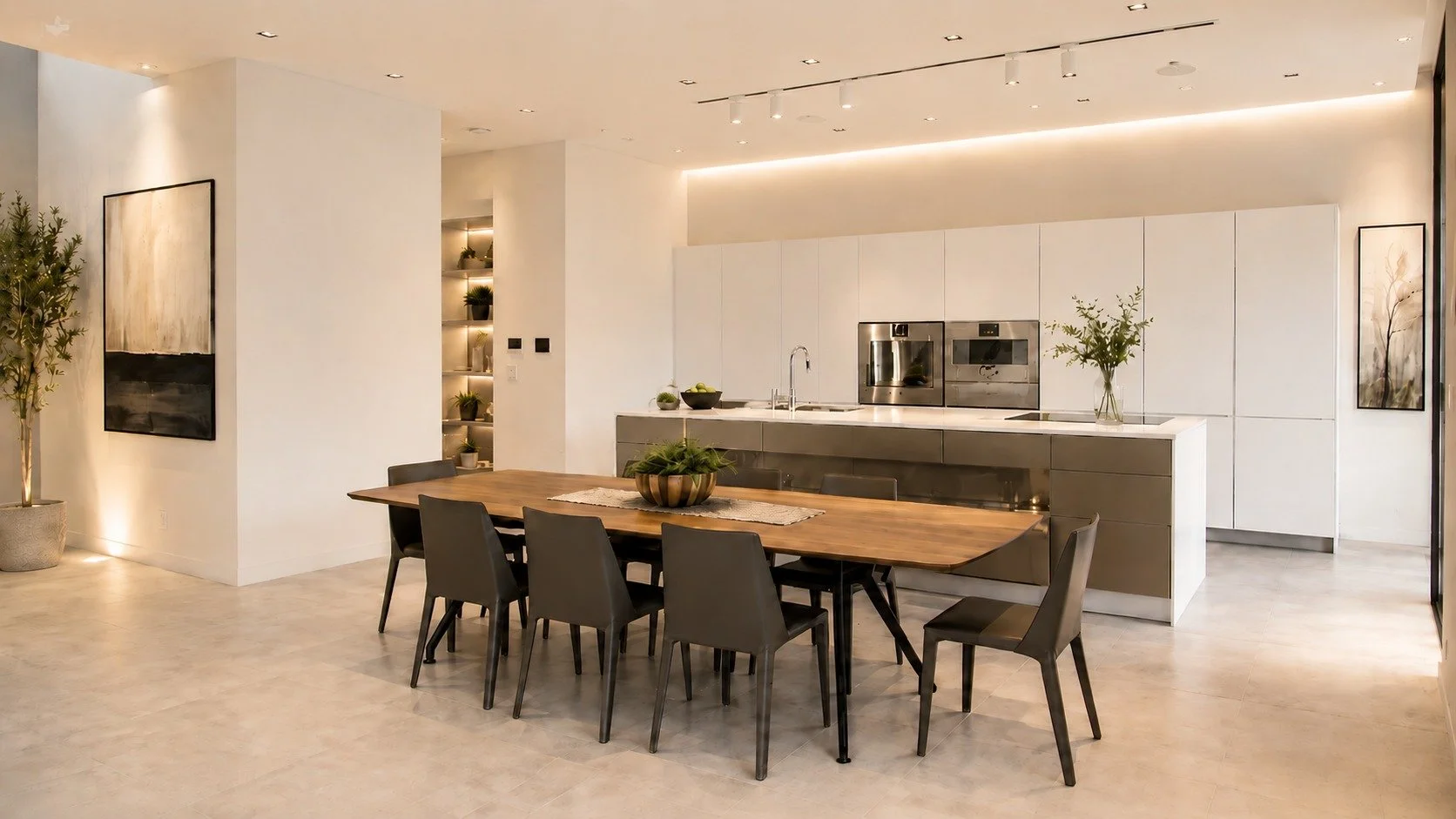 Designed to feel timeless rather than trend-driven, this custom Hillsborough home pairs a refined material palette with clean architectural lines and abundant natural light.

The Siematic kitchen anchors the open-plan living spaces, while warm neutra