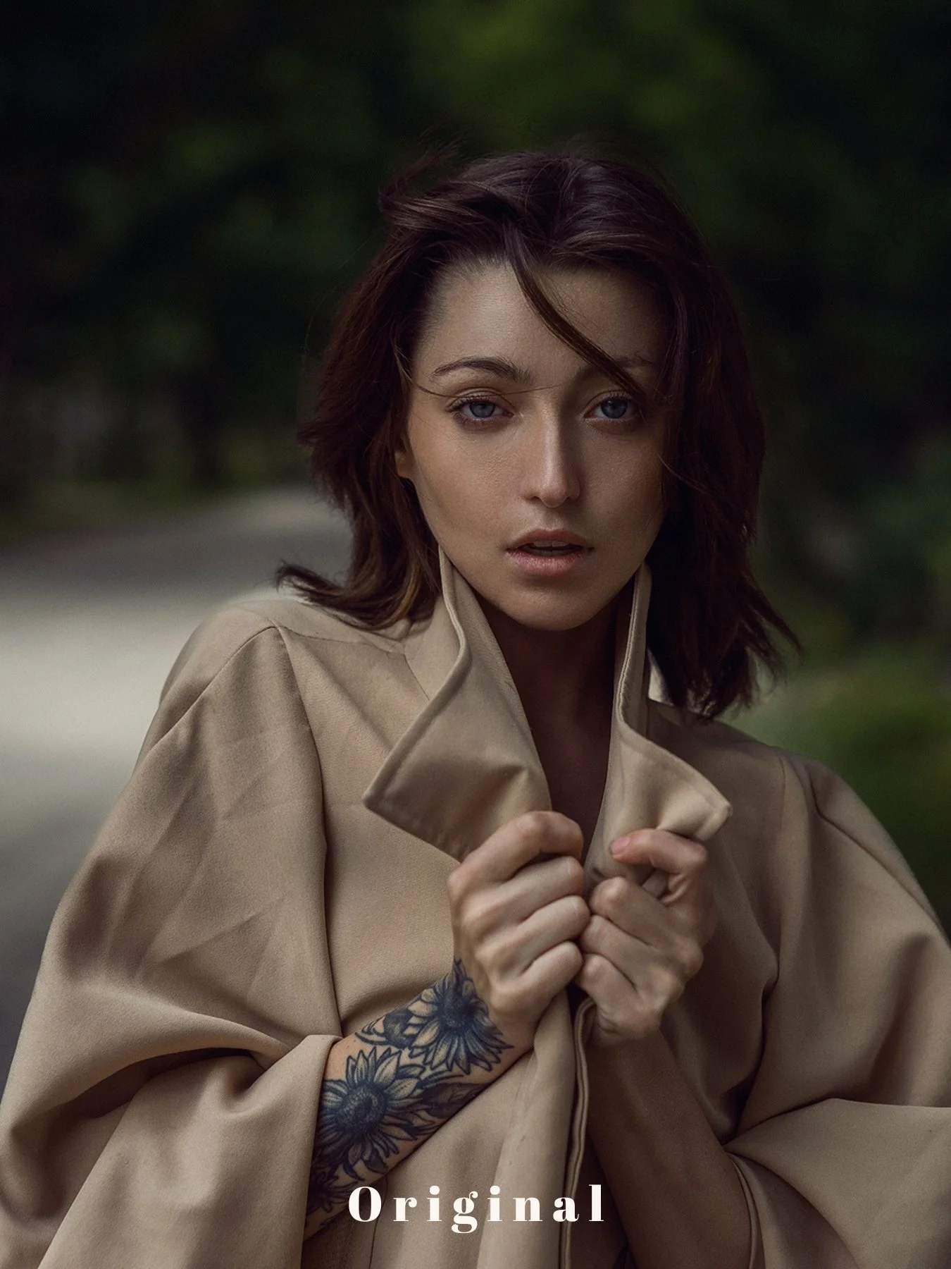 Vivid, natural-colored portrait of a contemplative woman before applying 'Monochrome Mastery' presets, showcasing the image's potential for transformation.