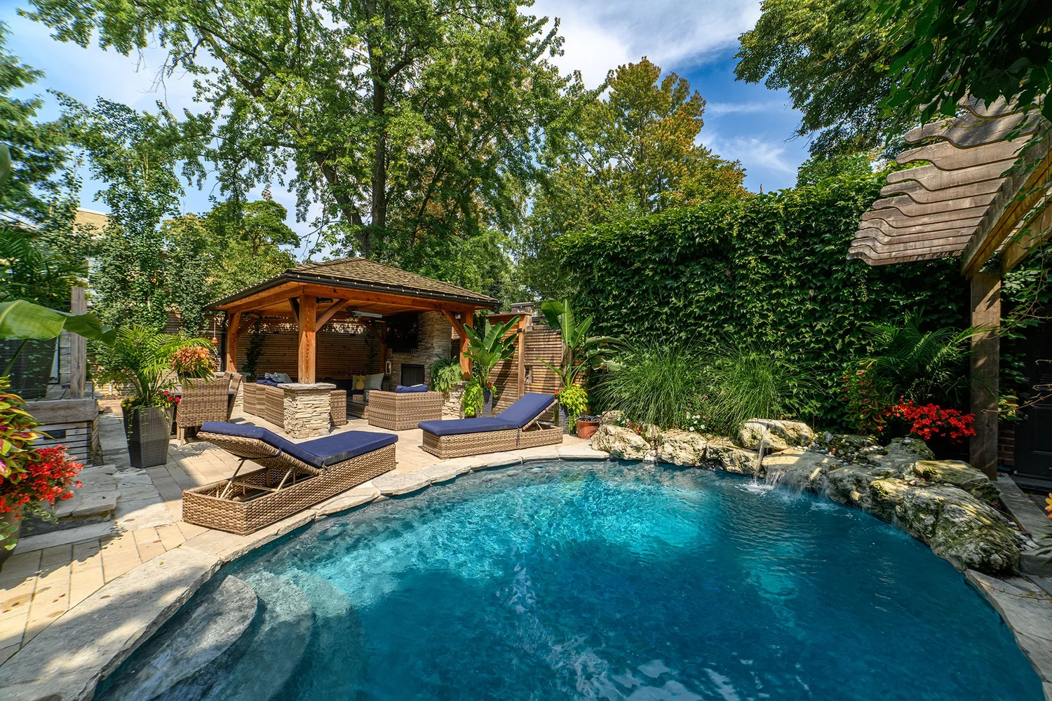 Toronto house and landscaped backyard photographed for a real estate listing