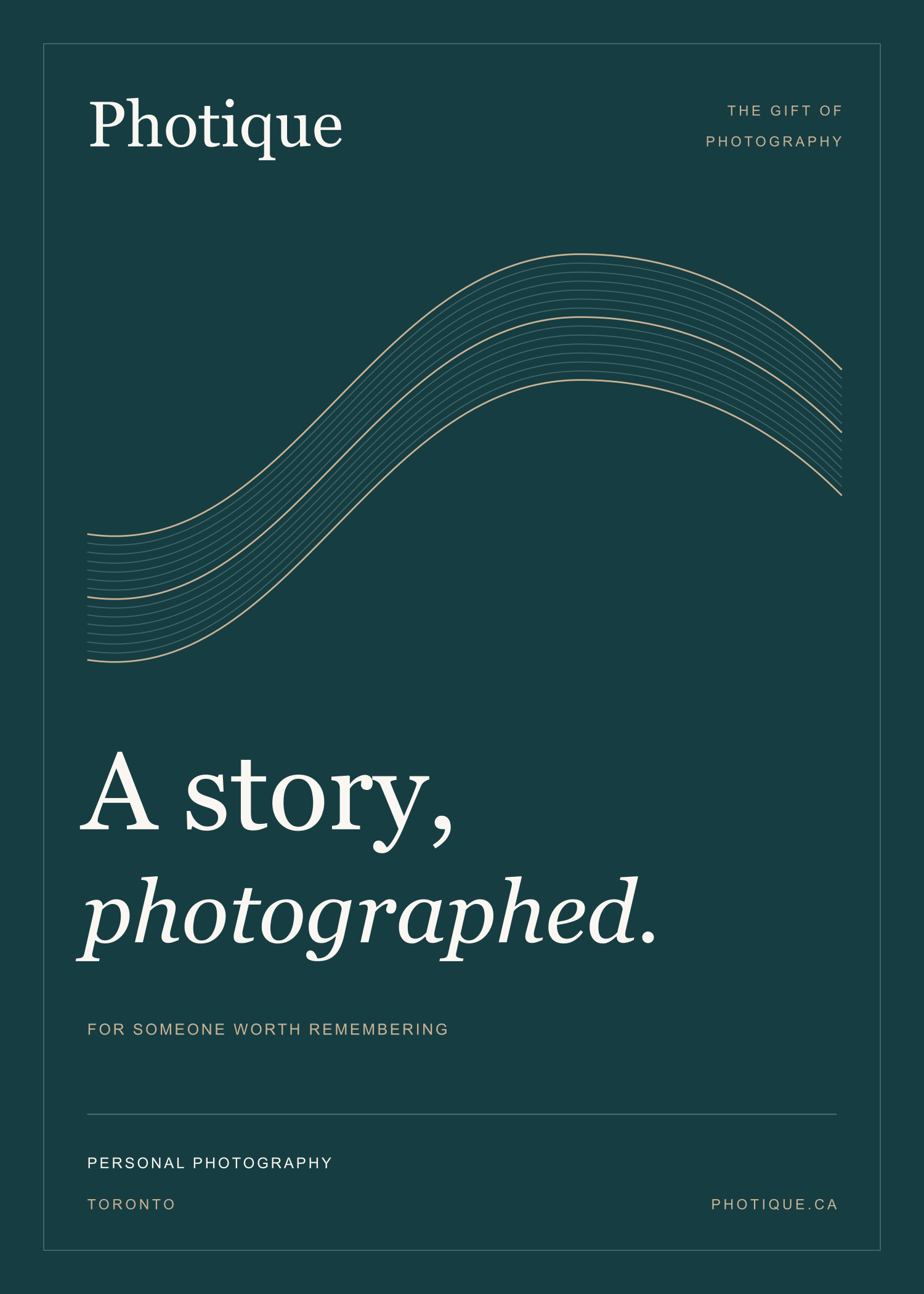 Front of the Photique gift certificate: A story, photographed.