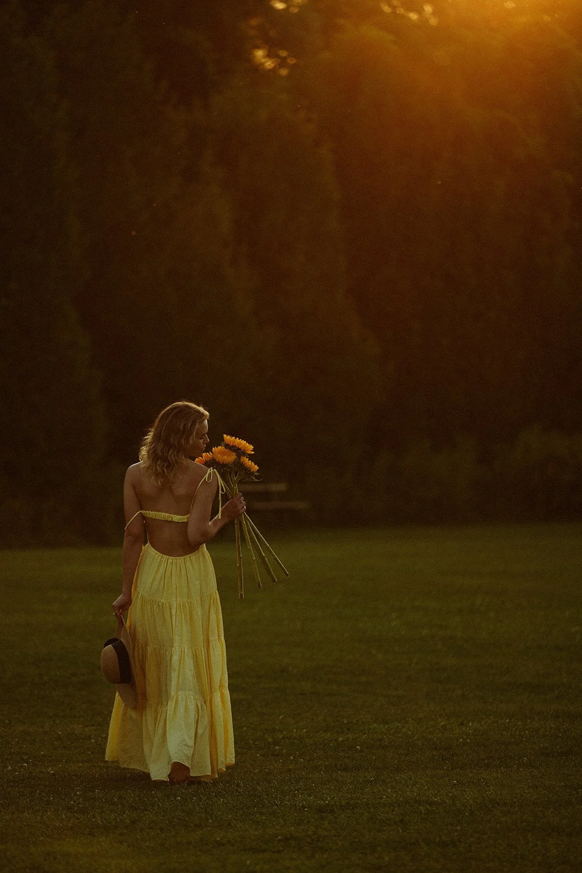 A yellow dress in warm evening light