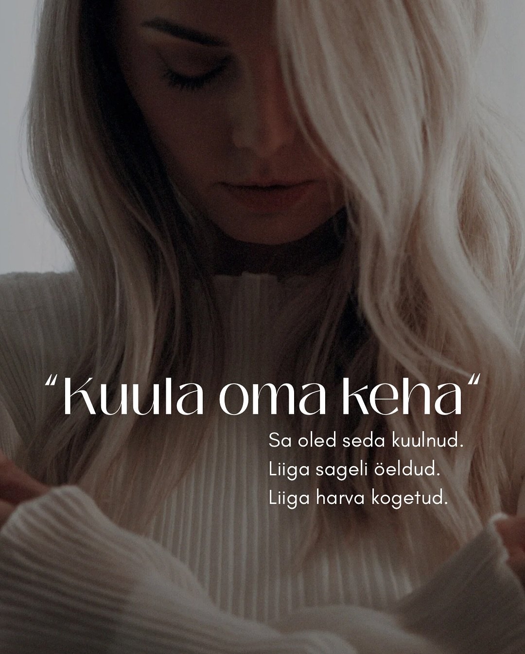 Et me ei peaks elama elu, milles meid endid ei ole kohal.

Neurosomaatiline teekond &ldquo;H&auml;&auml;lestu iseendasse&rdquo; on n&uuml;&uuml;d Sinu jaoks avatud. Ning Su keha teab, kui see teekond on Sulle 🩵

Link BIO&rsquo;s.