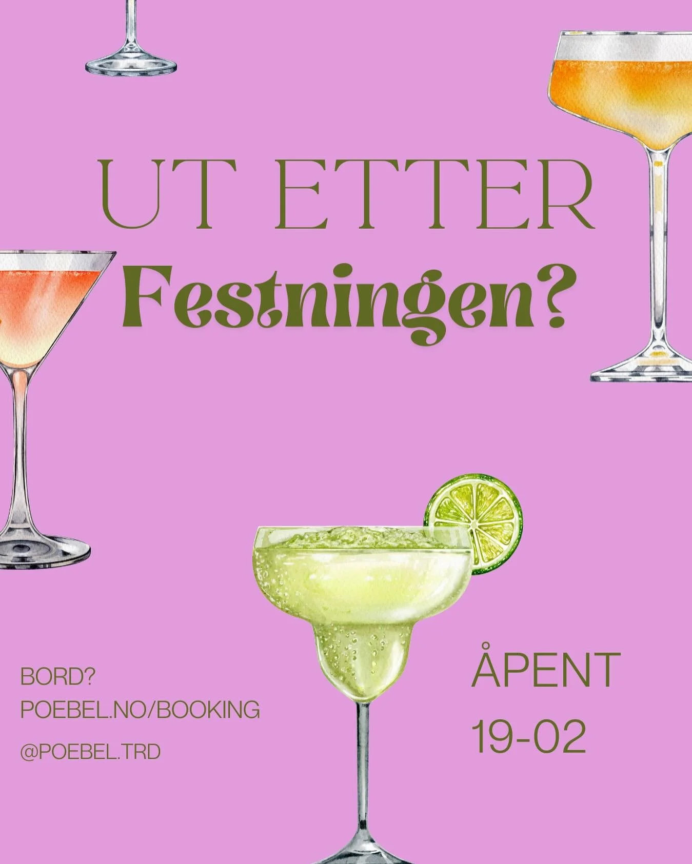 Festninghelgen er her og vi st&aring;r klare til &aring; ta imot etter festivalen!🤠 
Bord? Send oss en DM her p&aring; insta eller book via link i bio. Fler enn 12? Send mail til poebel.booking@gmail.com 🍾