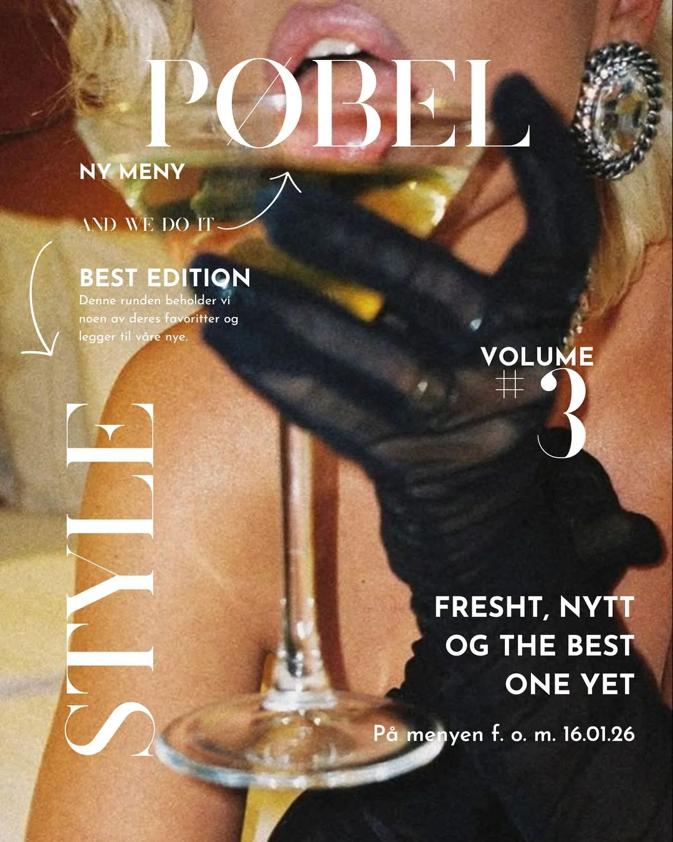 P&oslash;bel er tilbake med ny meny volum #3 🍸
Denne gangen har vi beholdt noen av deres favoritter og lagt til v&aring;re egne nye! I baren f. o. m. i dag, &oslash;nsk hjertelig velkommen til, og be i baren om:
Punchline 🍓🌹💋❤️&zwj;🔥,
POMO (Pear