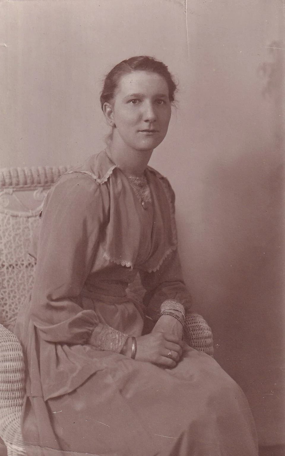Woman in dress, August 1919, Whitby