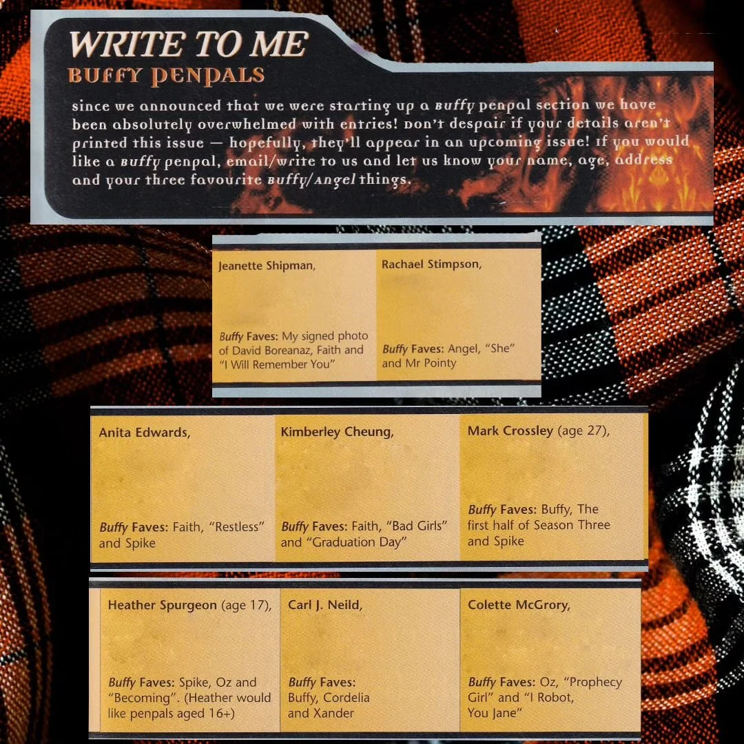 Buffy Penpal excerpt, 2000s