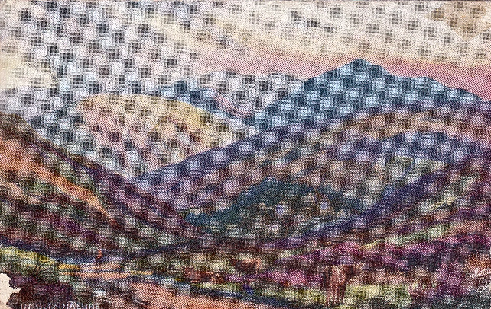 Oilette paiting of Glenmalure, Ireland, early 20th Century.