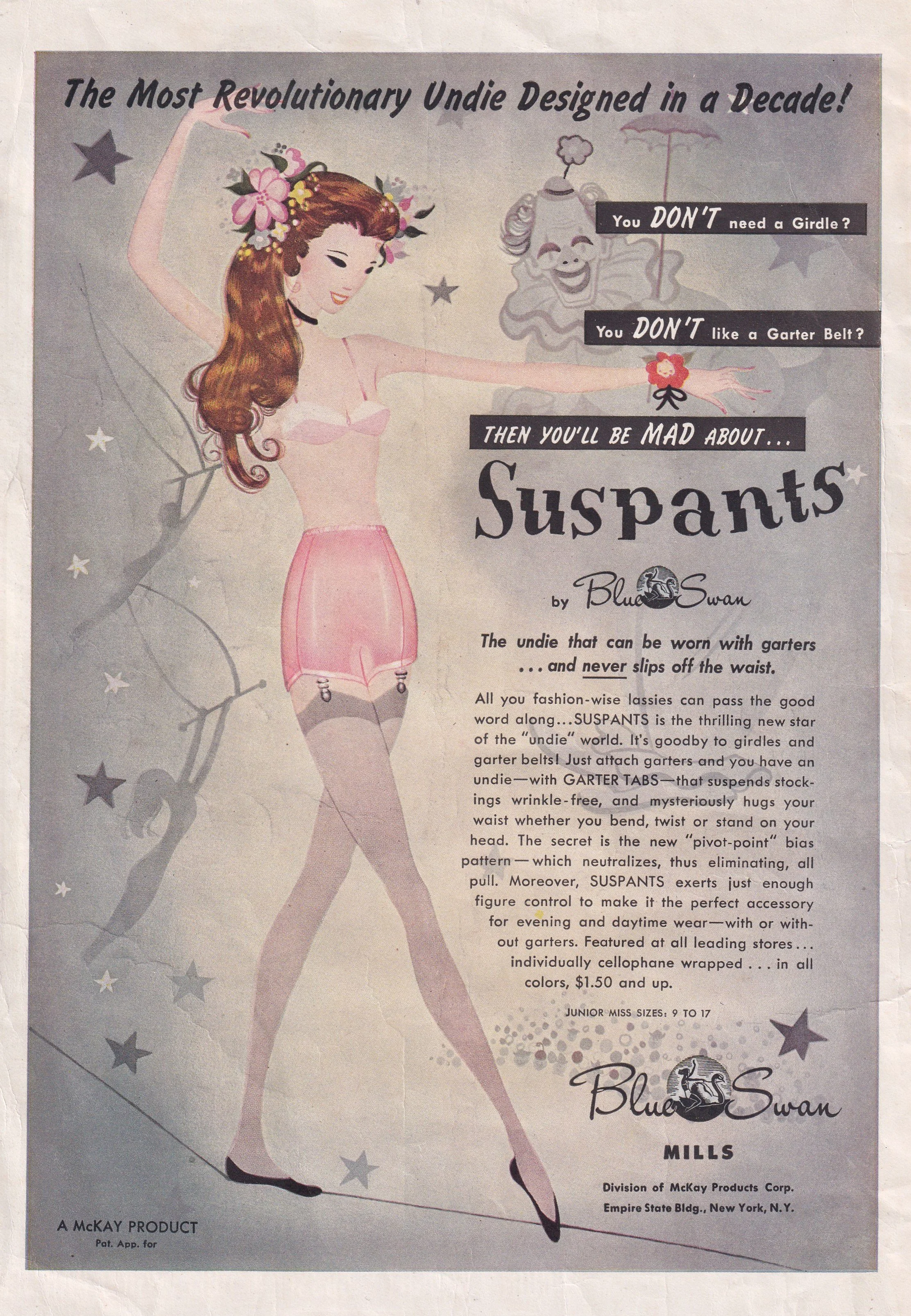 Suspants by Blue Swan advert, 1940s