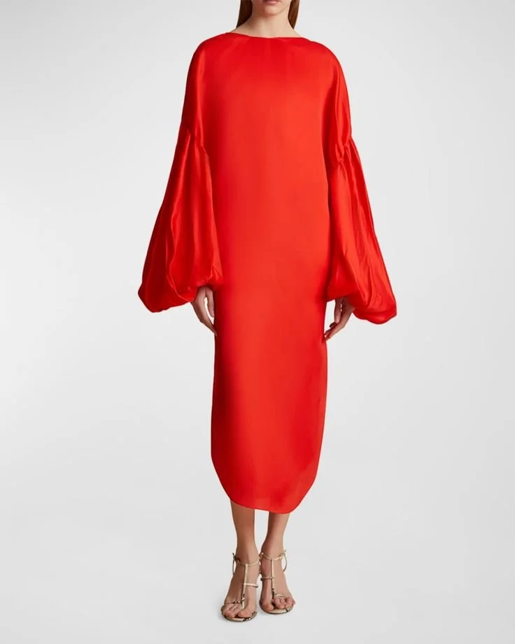 Khaite - Zelma Balloon-Sleeve Silk Midi Dress.jpg