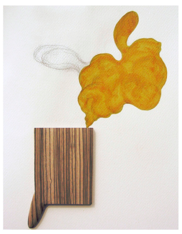 Drawing for a Sculpture #29, 2005.  
Wood, graphite, gouache on Arches paper.   
10 x 8 x 1/4 inches