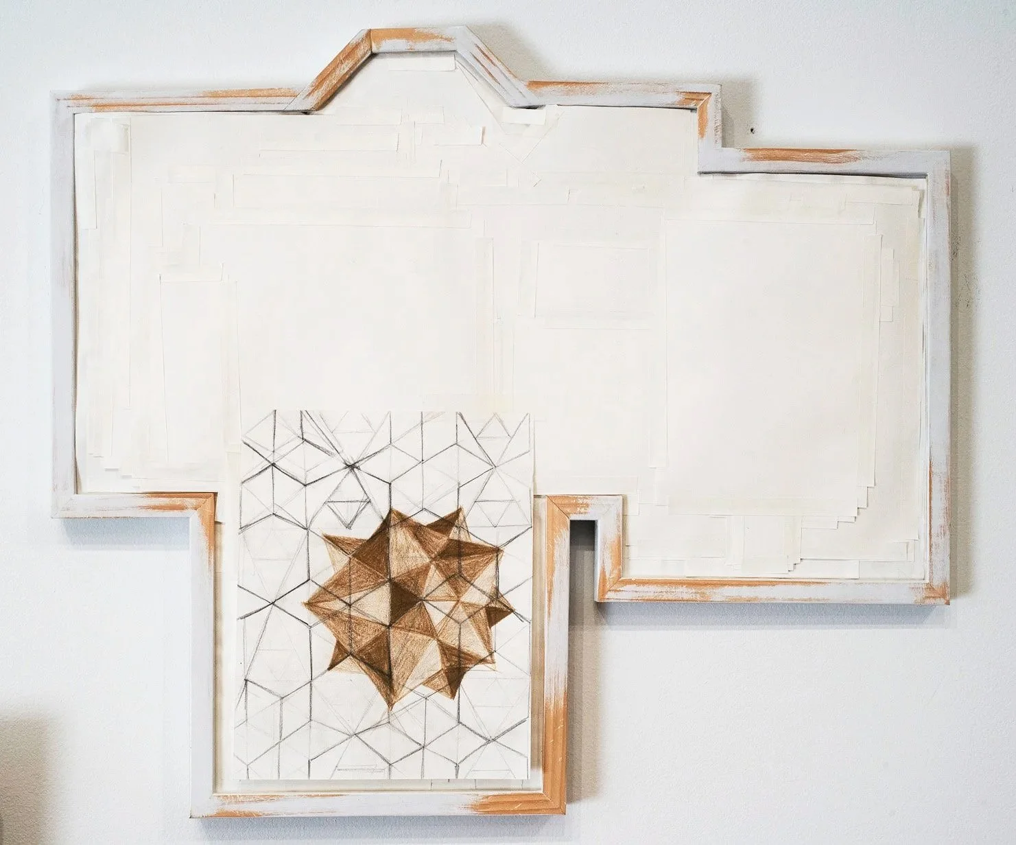 In Rome: Drawing, 2012.
Pine, graphite, colored pencil, paint.  Handmade frame. 
28 x 32 inches.