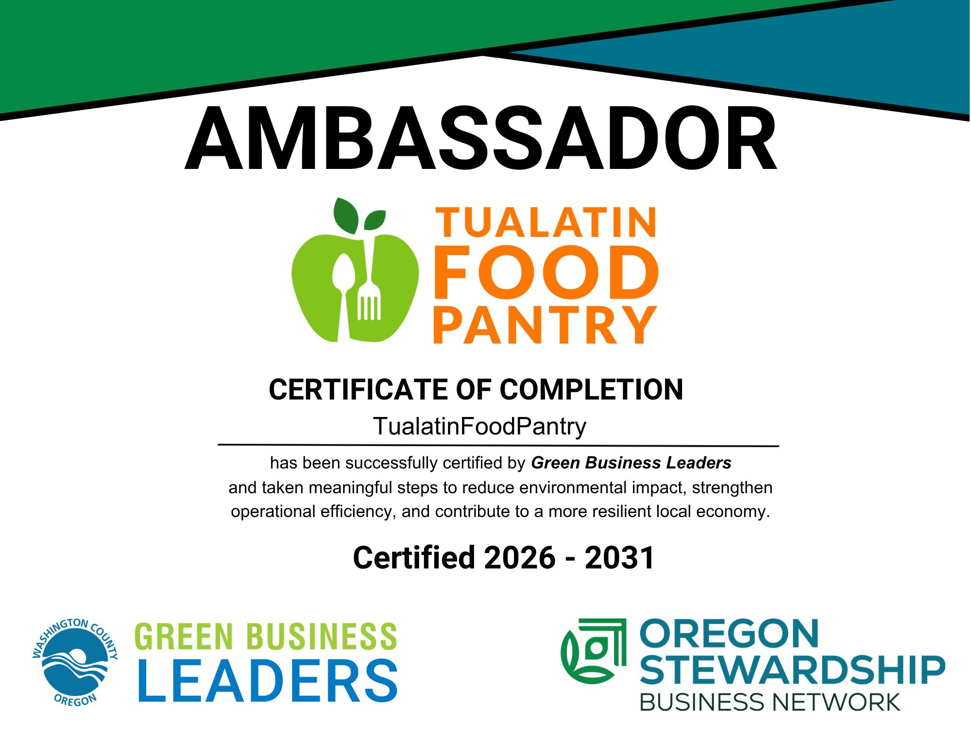 TFP  has been successfully certified by Green Business Leaders 2026 - 2031