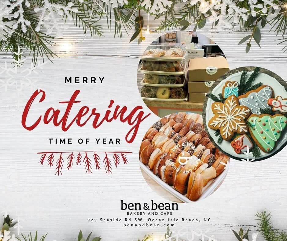 Time to get your holiday catering taken care of. 🎄Order CHRISTMAS COOKIES, BAGEL TRAYS, BOXED LUNCHES, SANDWICH PLATTERS, and so much more!

Yes, we cater! Yes, we offer room rentals! Yes, we can deliver! Send us an inquiry today at https://benandbe