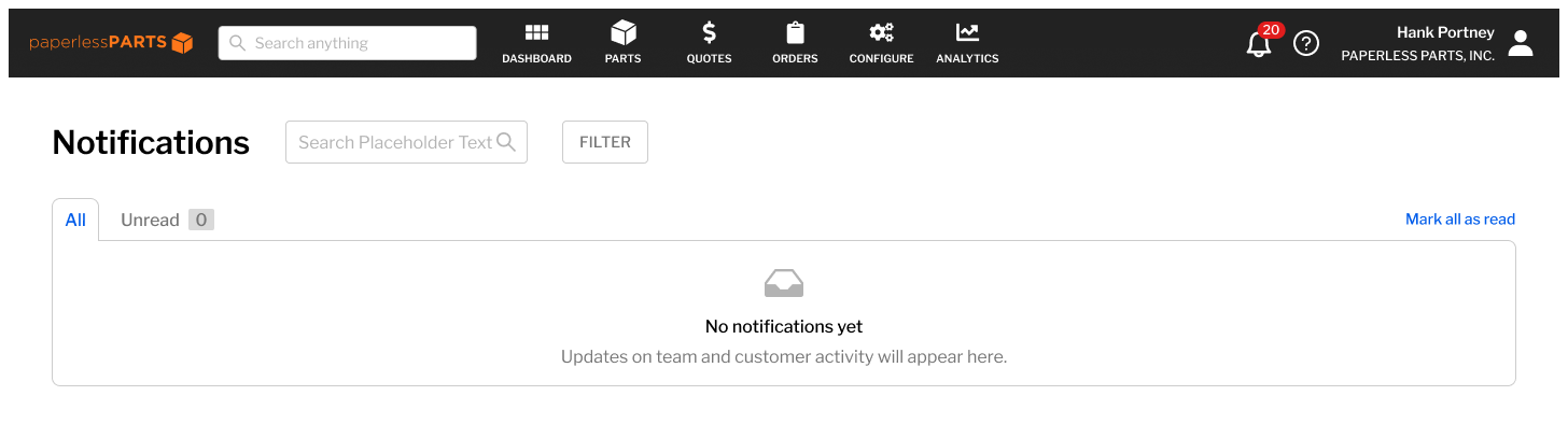 All notifications, empty state