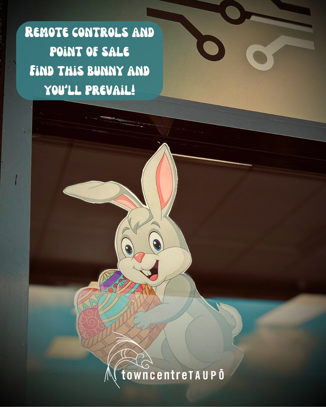 This is the final Easter Bunny Poem Hint!  Bring your forms back to Spacecraft by tomorrow!

Bunnies, bunnies all over town,
Can you find them all around?
Taupō Town Centre, you&rsquo;ll find their paw.
See at least 10 and be into the draw.

They may