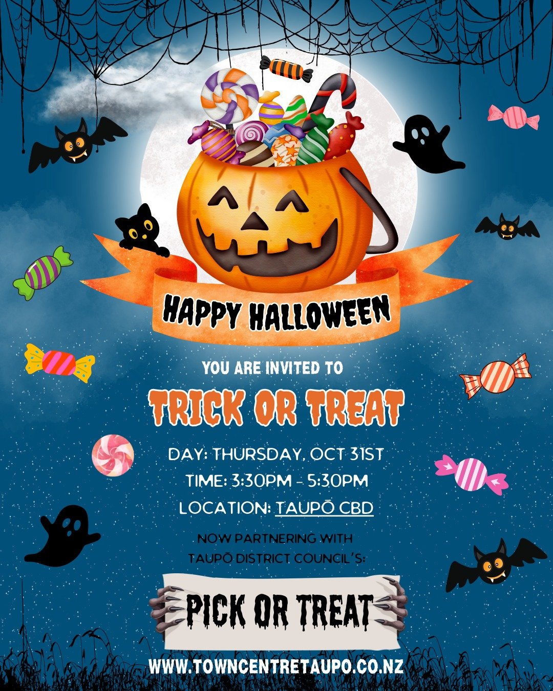 👻 Hey frightening families! 
🍬Trick or Treating is back in the towncentre on Thursday, October 31st.
🗺️ The terrifying treat trail is being finalised as we speak, so keep an eye on our social pages over the coming couple of weeks.
🎃In the meantim