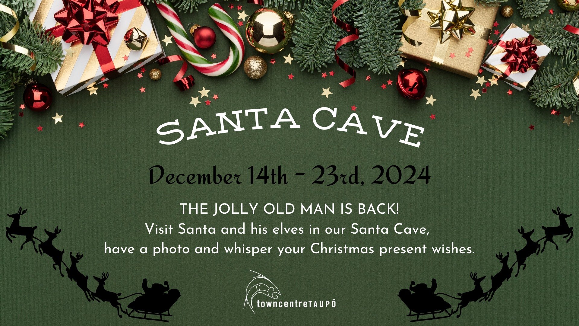 🎅In the words of Bruce Springsteen....SANTA CLAUS IS COMING TO TOWN!

🎄And that means the Santa Cave will be up and running!
From December 14th to 23rd, you'll have your chance to sit with Santa, take your most festive photo and tell him what you w