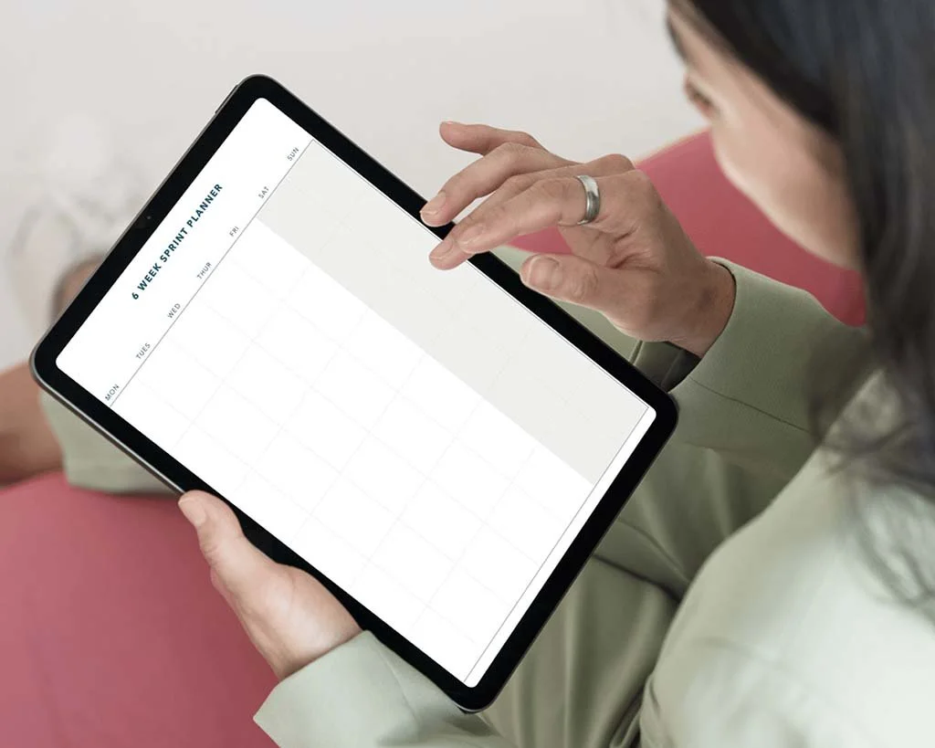Young nonprofit professional using the 6 week sprint planner page.