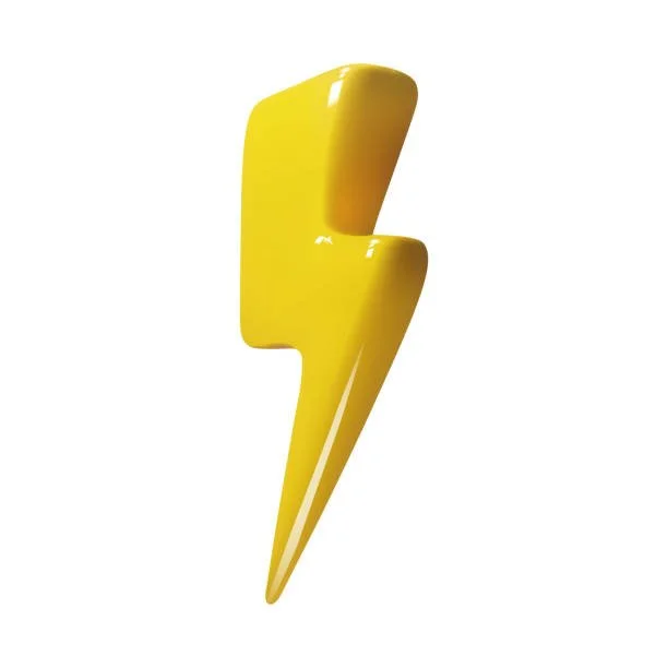 Yellow lightning bolt sculpture