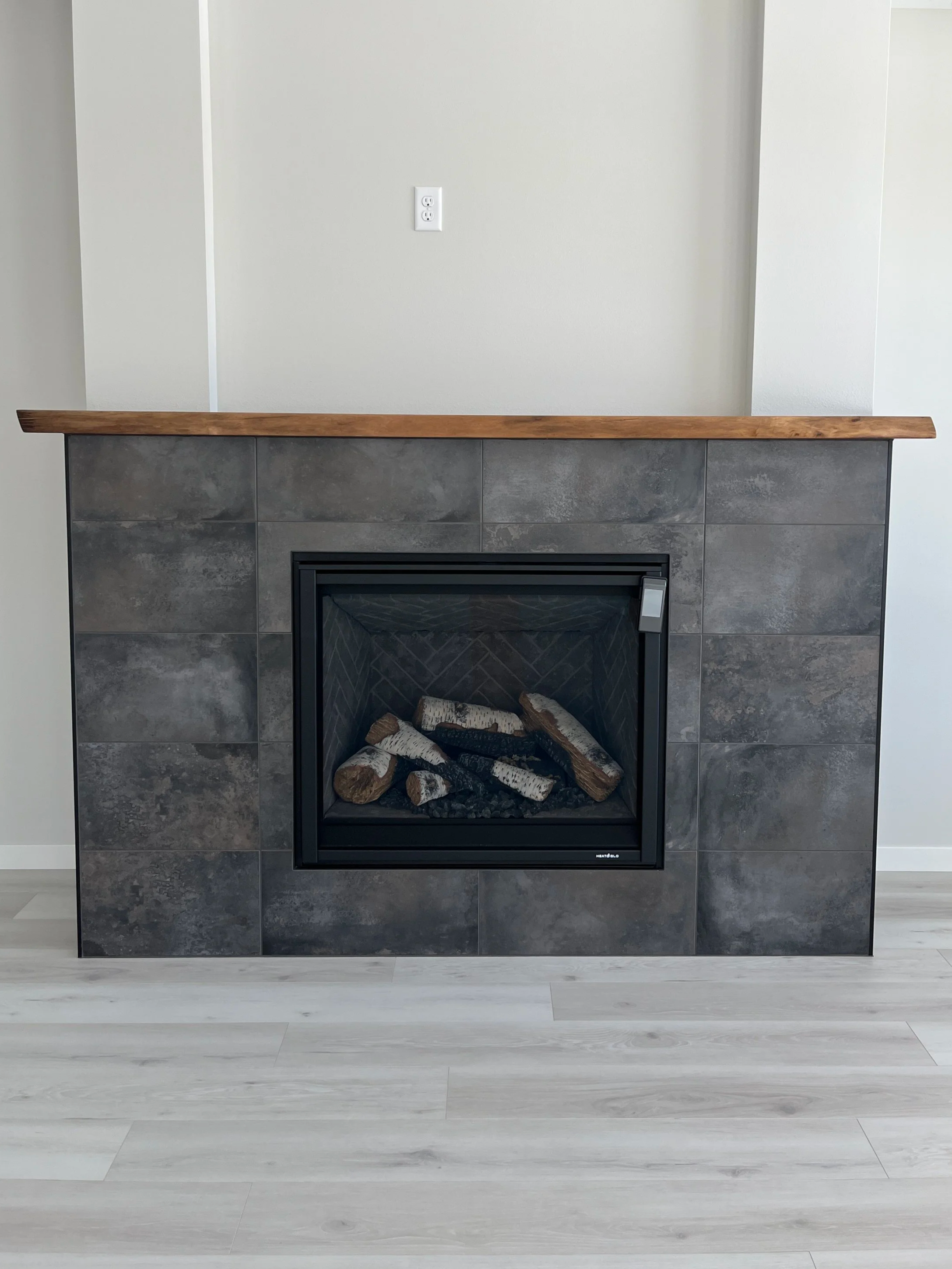 Walnut mantel, handcrafted at the Kneifl Tymber Wood Shop