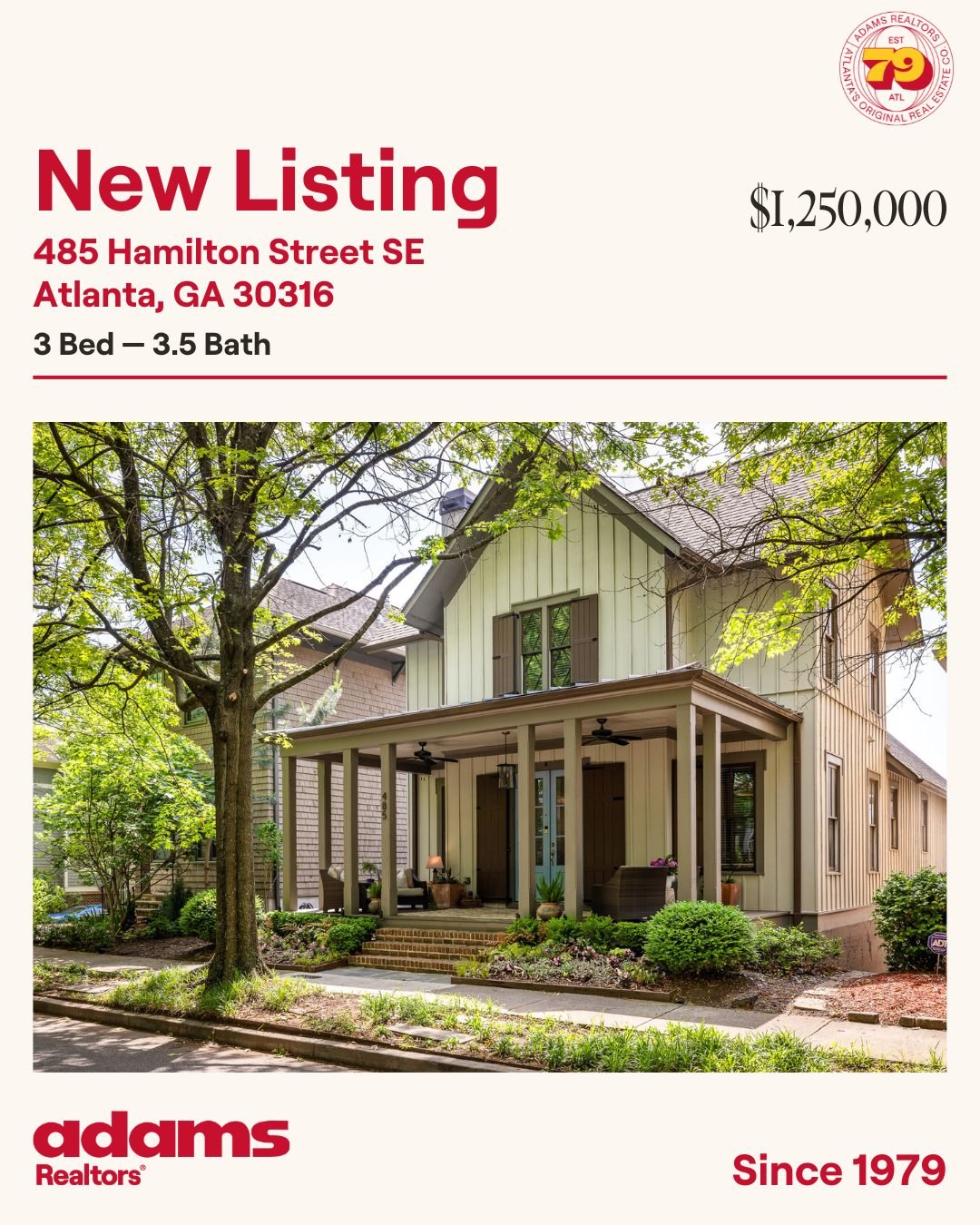 New Listing in Glenwood Park! 485 Hamilton St 3 BR | 3.5 BA $1,250,000

Located near the Atlanta Beltline, this lovely Earthcraft home in desirable Glenwood Park has hardwood floors throughout and many sophisticated upgrades. This home features an in