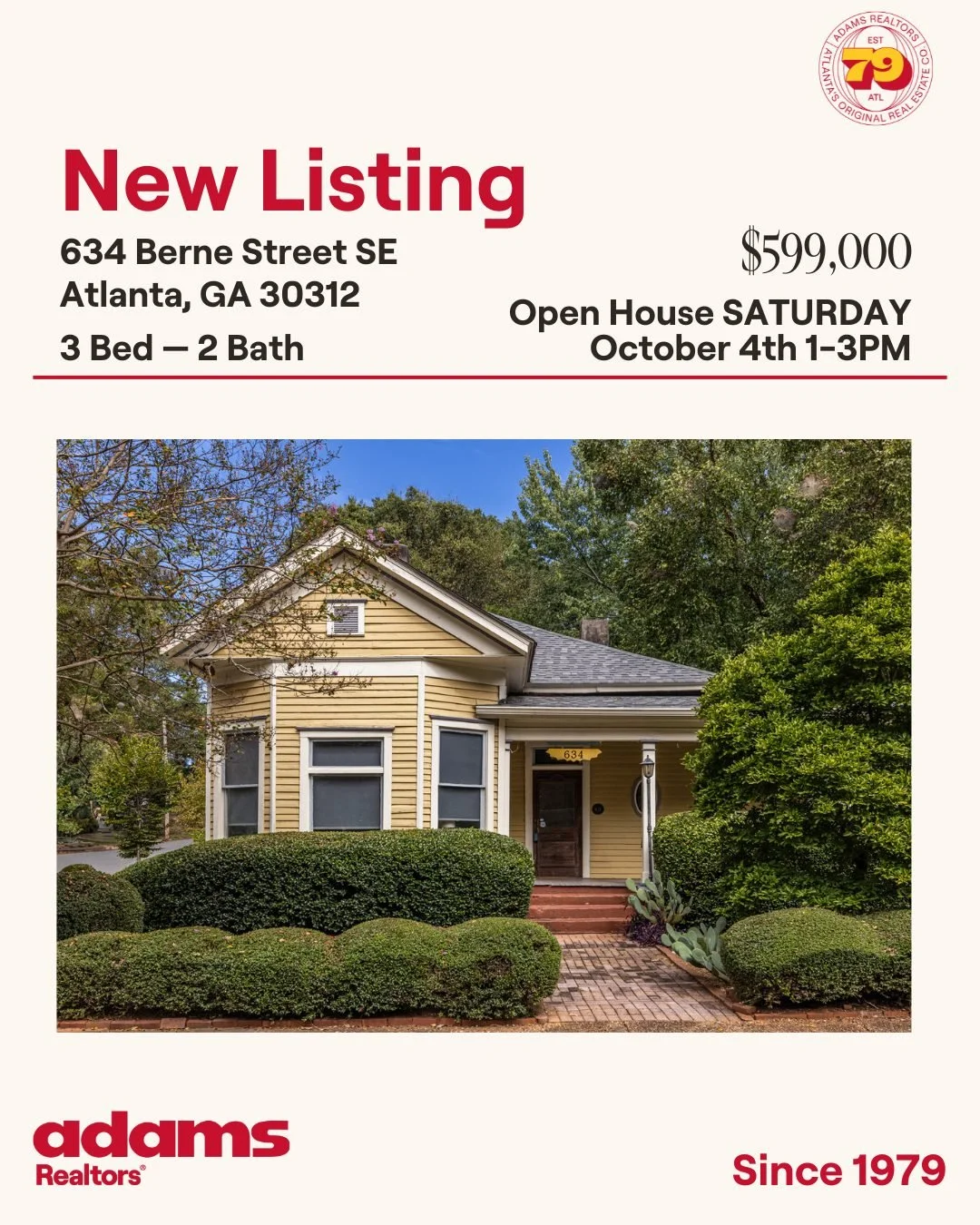 🌟 New Listing in Grant Park🌟

🚪Open House Saturday, October 4th from 1-3pm!

🏡634 Berne Street SE
🛏 3 Bedroom
🛁 2 Bathrooms
$599,000

🧔🏻&zwj;Exclusive Listing Agent: Silas Adams
📞 678.317.3789
✉️ silas@adamsrealtors.com
.
.
.
#newlisting #op