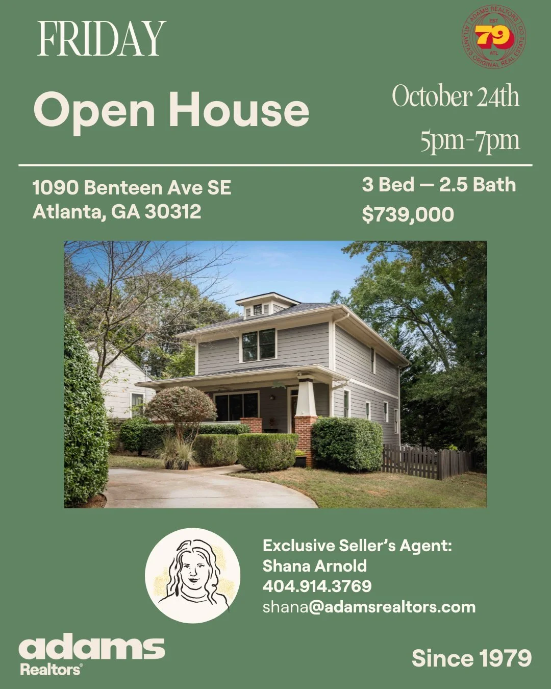 πͺOpen House Friday, October 24th from 5-7pm!
π  1090 Benteen Ave SE
π 3 Bedrooms
π 2.5 Bathrooms
$739,000
Exclusive Listing Agent:
π©π» @shana.atl.realtor 
π 404.914.3769
βοΈ shana@adamsrealtors.com
.
.
.
#newlisting #openhouse #boulevardheights