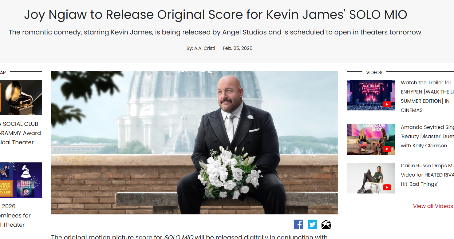 Broadway World: Joy Ngiaw to Release Original Score for Kevin James' SOLO MIO