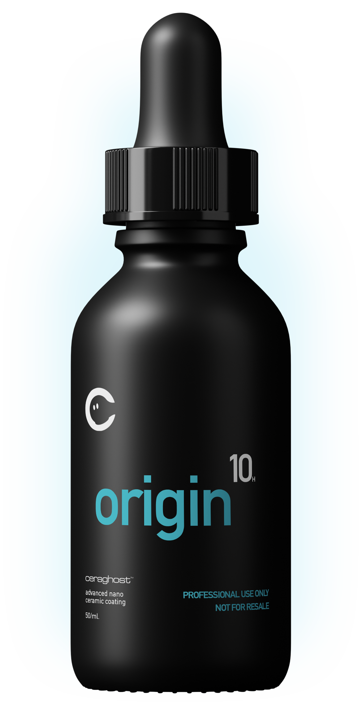 A black bottle labeled 'origin 10H' with a dropper cap and blue and white text.