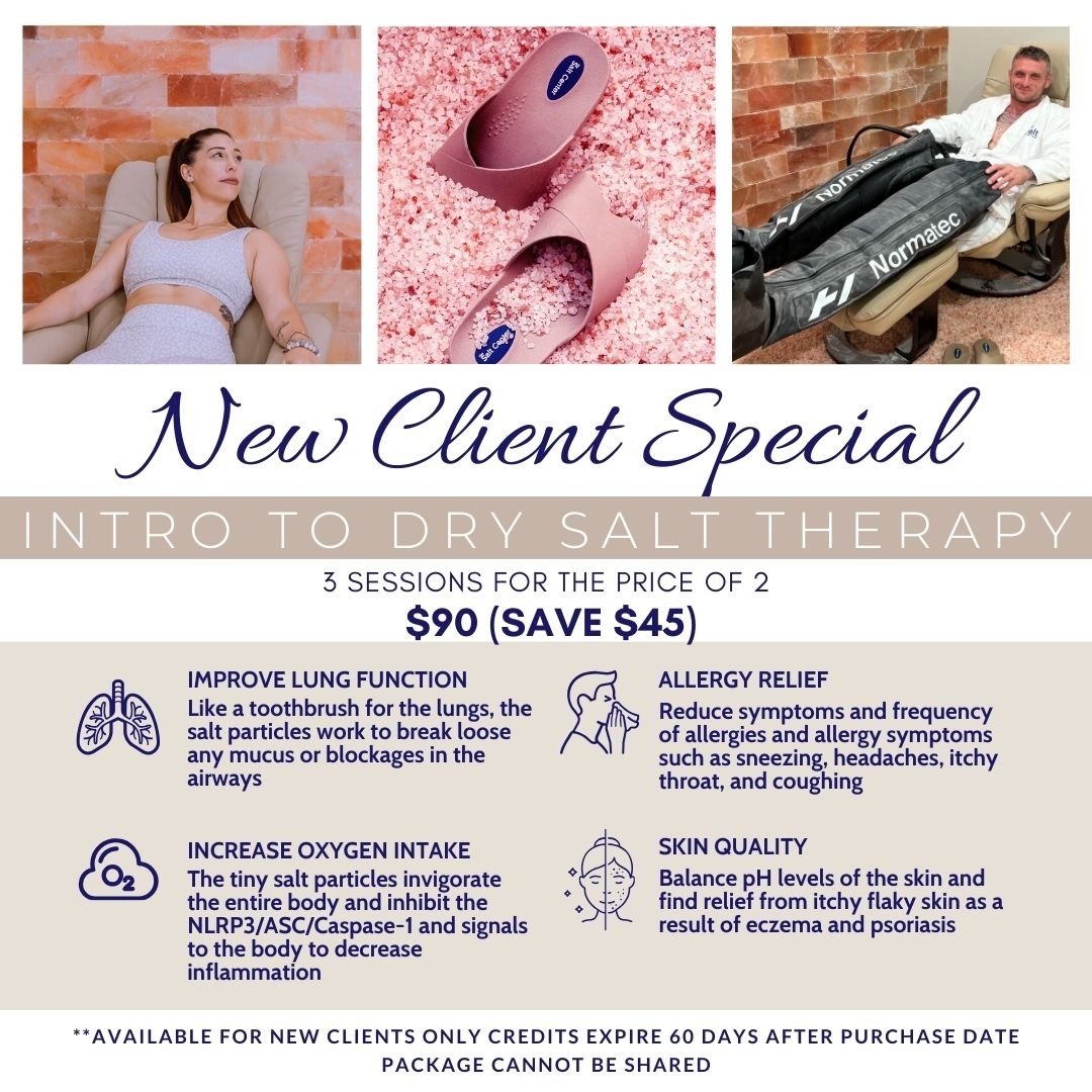 🚨Take advantage of our NEW CLIENT SPECIAL! (Save $45)
Want to share a discounted package instead?  No worries- visit our website to purchase from a few shareable discounted options. 
Book online at ➡ www.TheSaltCenter.com 

#giftcard  #mothersday202