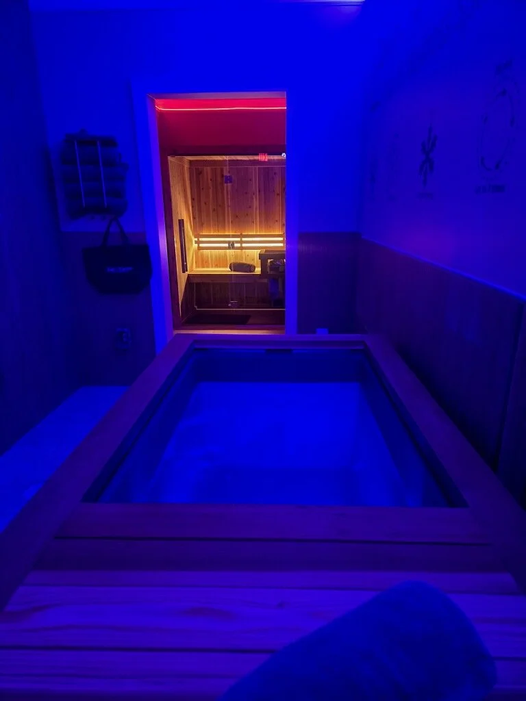 Cold plunge tub inside a private contrast therapy suite at The Salt Center in Alpharetta, GA