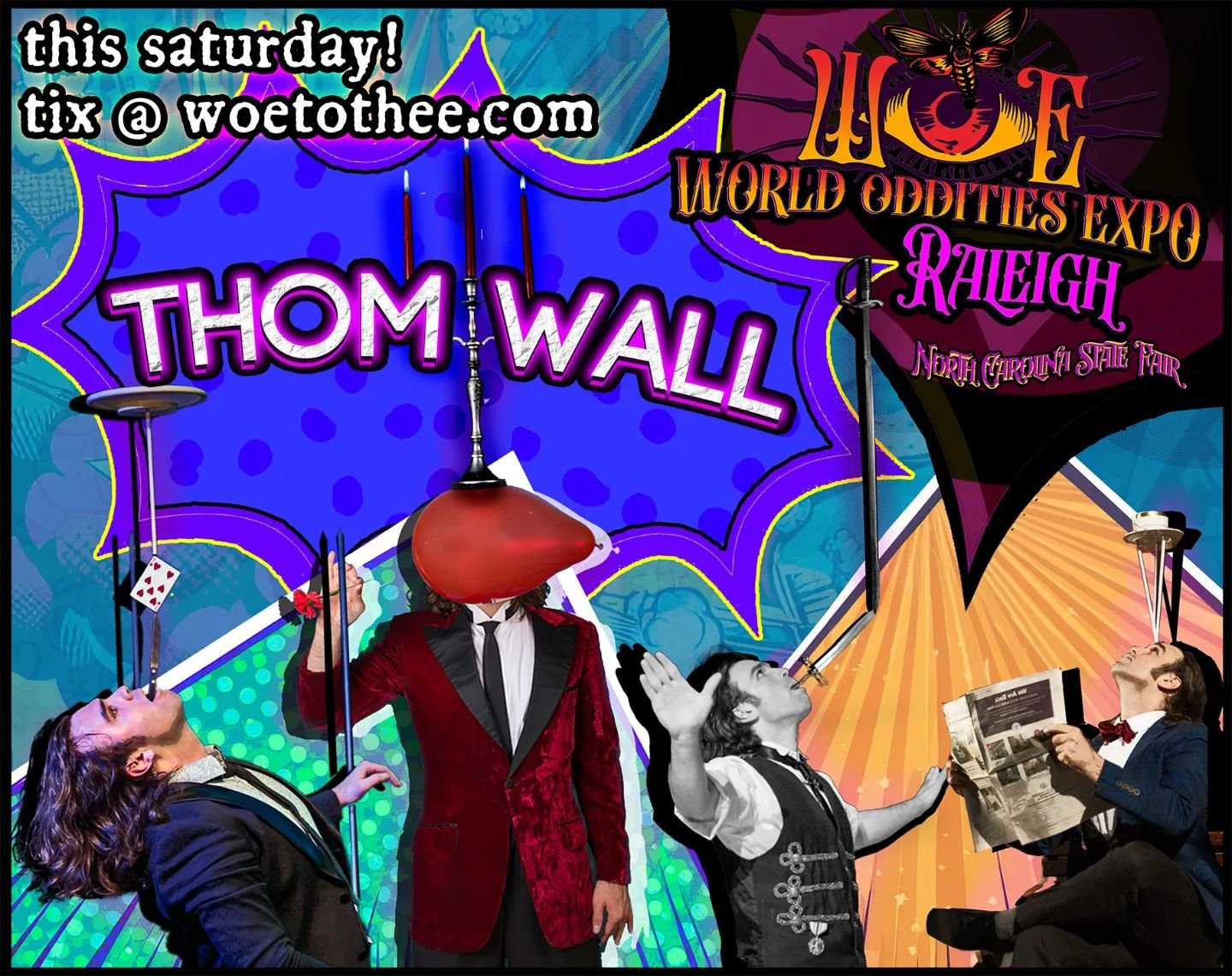 👁 WOE RALEIGH Welcomes @thomwalljuggler 🙀

🥳 Multi-award-winning Cirque du Soleil juggler Thom Wall - the Master of Modern Vaudeville - wows audiences worldwide. A dazzling performer, he surprises with nearly-impossible tricks using household obje