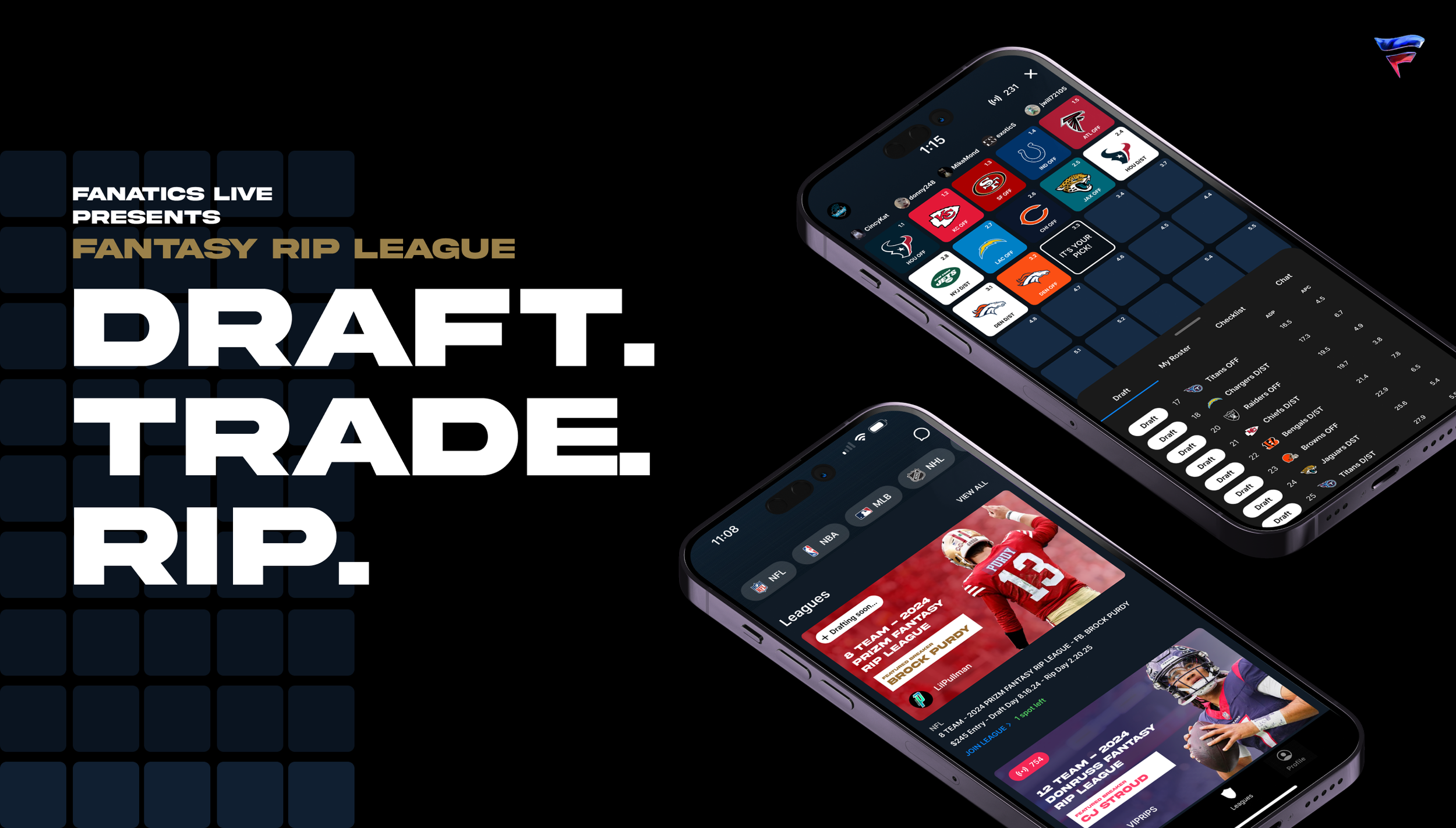 Concept work for Fanatics Live - Card Breaking Draft Day