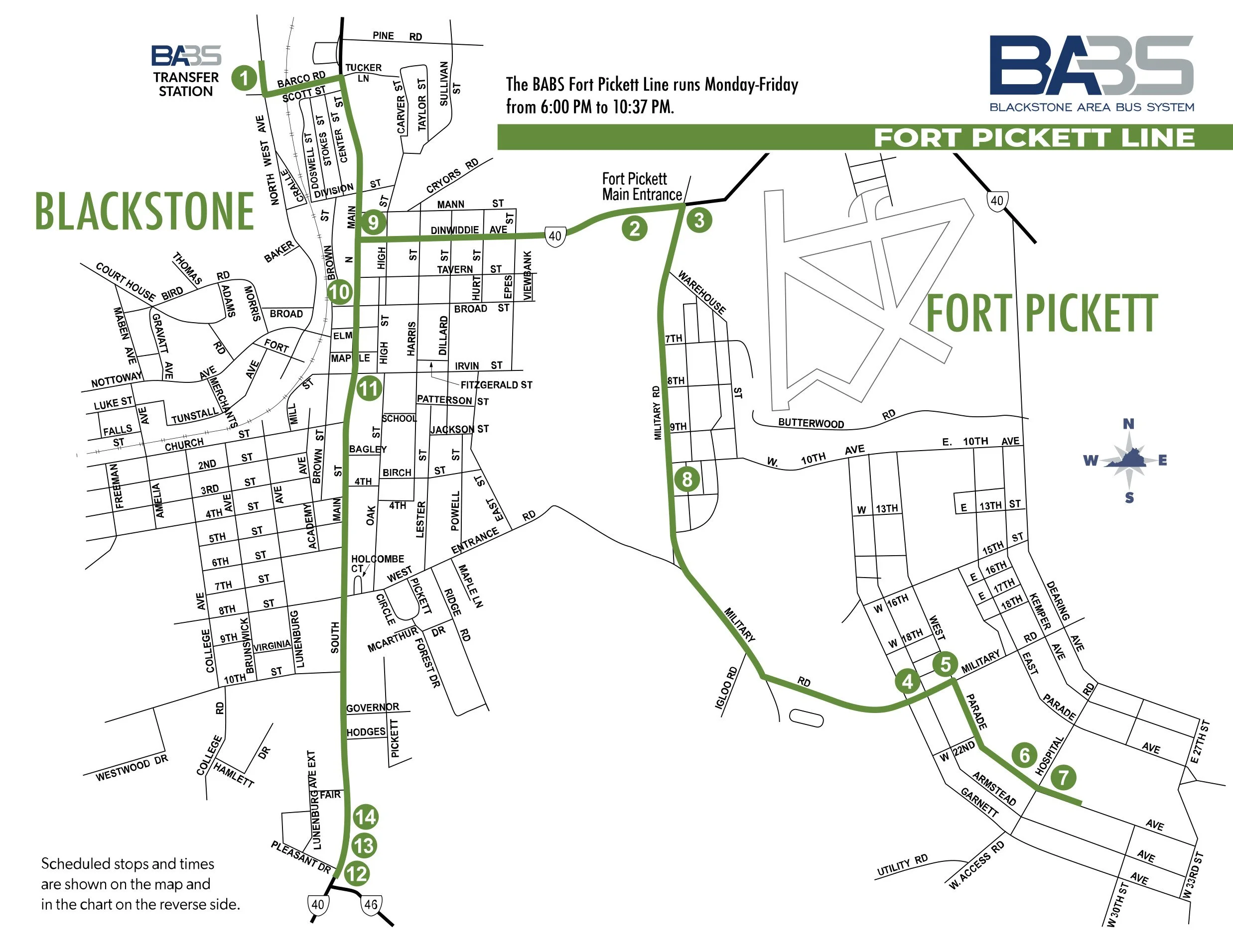 Fort Pickett Line — Blackstone Area Bus System