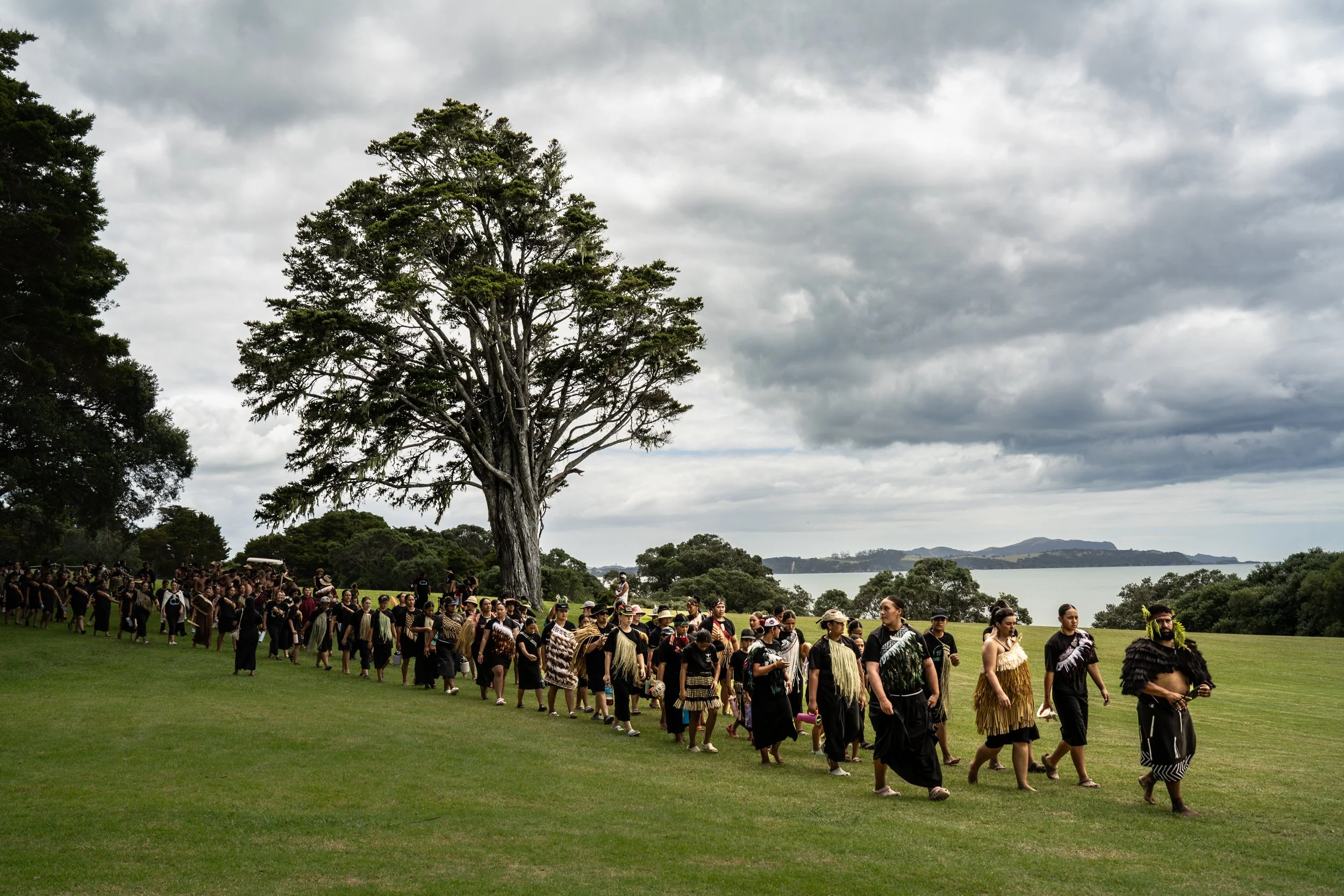 A procession leaving after a practice run.