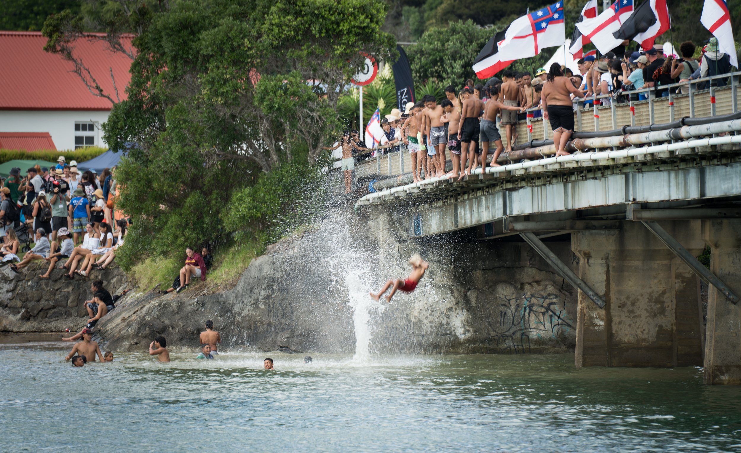There is quite a Carnival atmosphere, stalls, concerts, debates, and of course fun in the water.