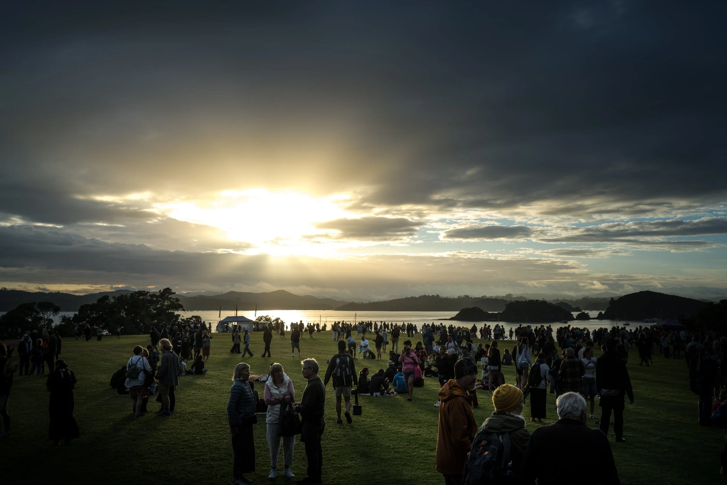 Dramatic light over the Waitangi Day Dawn Service.
