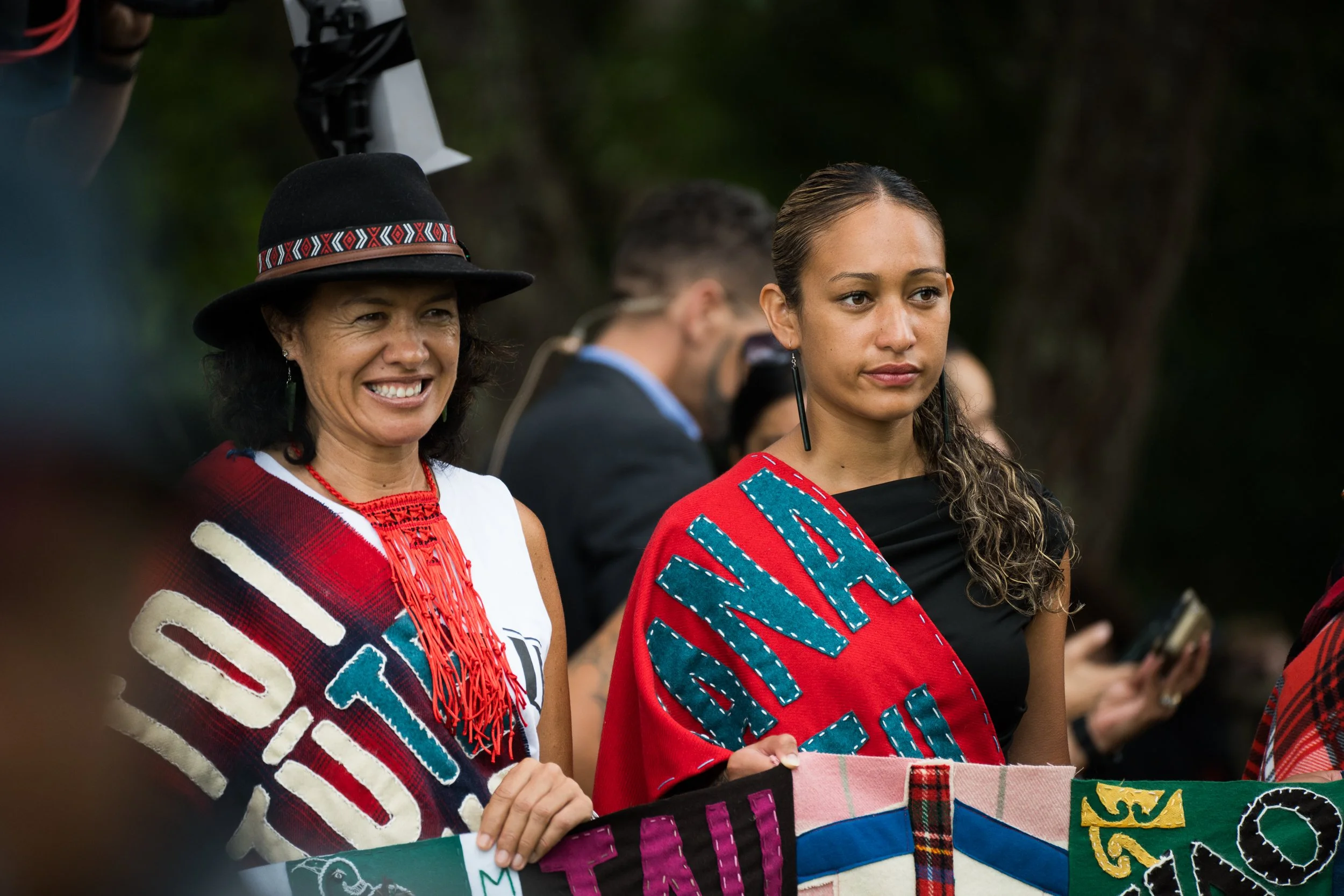 Colourful protest attire.