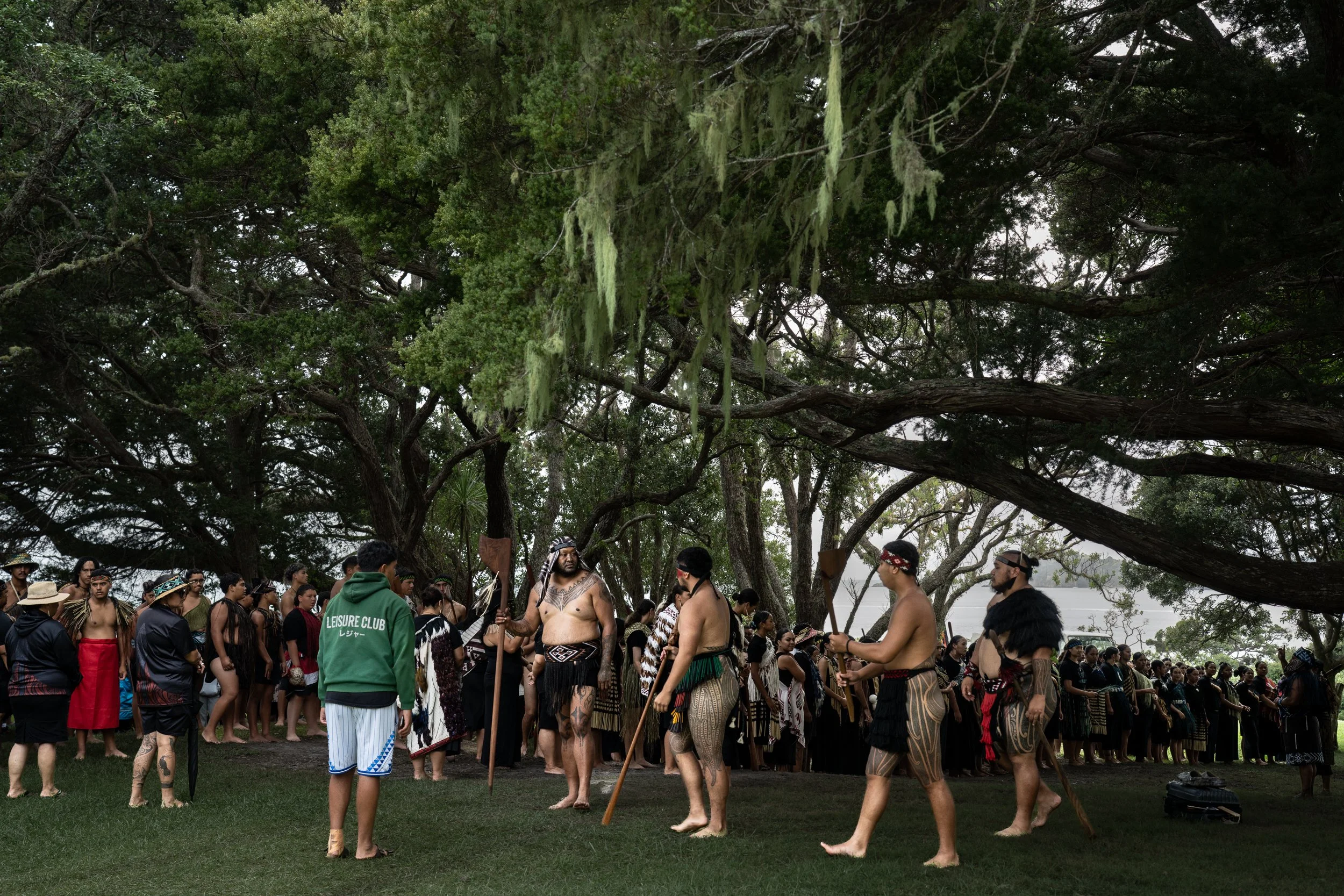 Gathering behind the Waitangi Upper Marae for a practice.