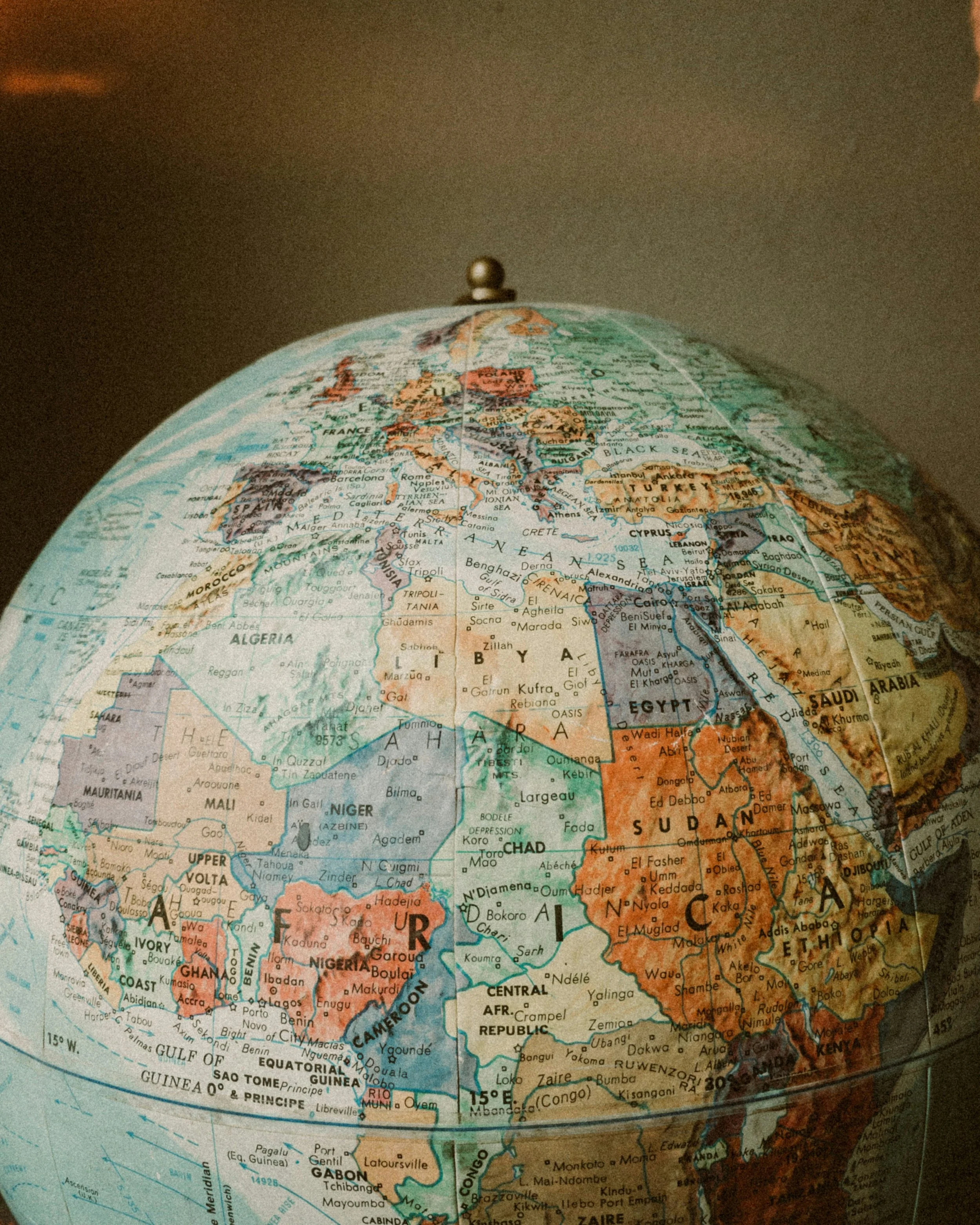 world globe in muted colours