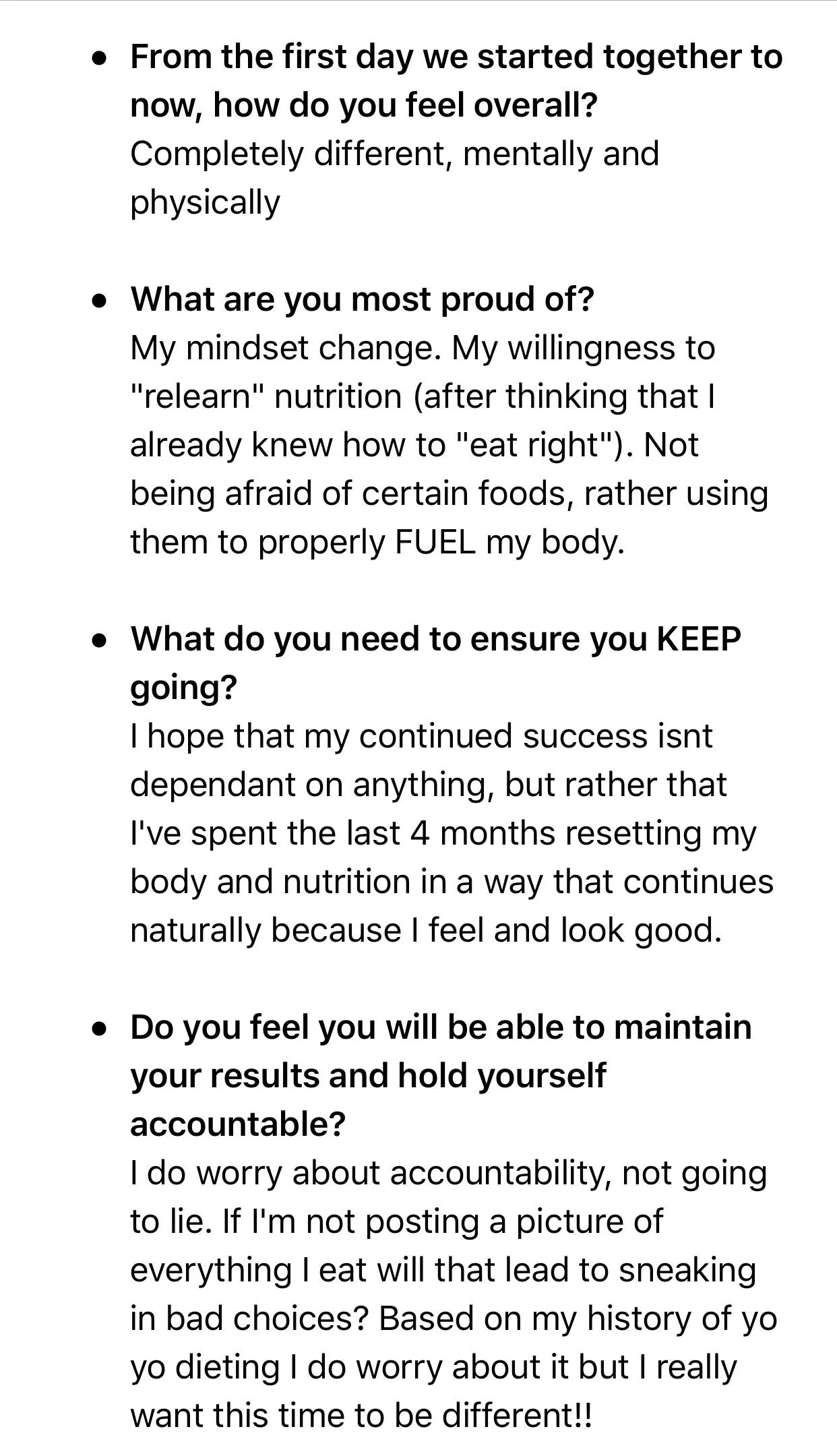 'My mindset change is what I am post proud of.'