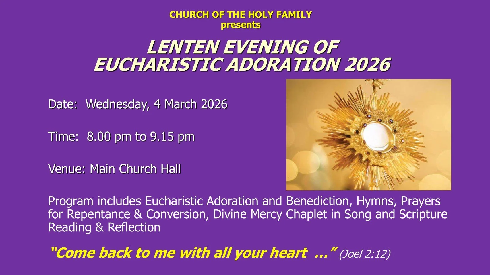Lenten Evening of Eucharistic Adoration 2026