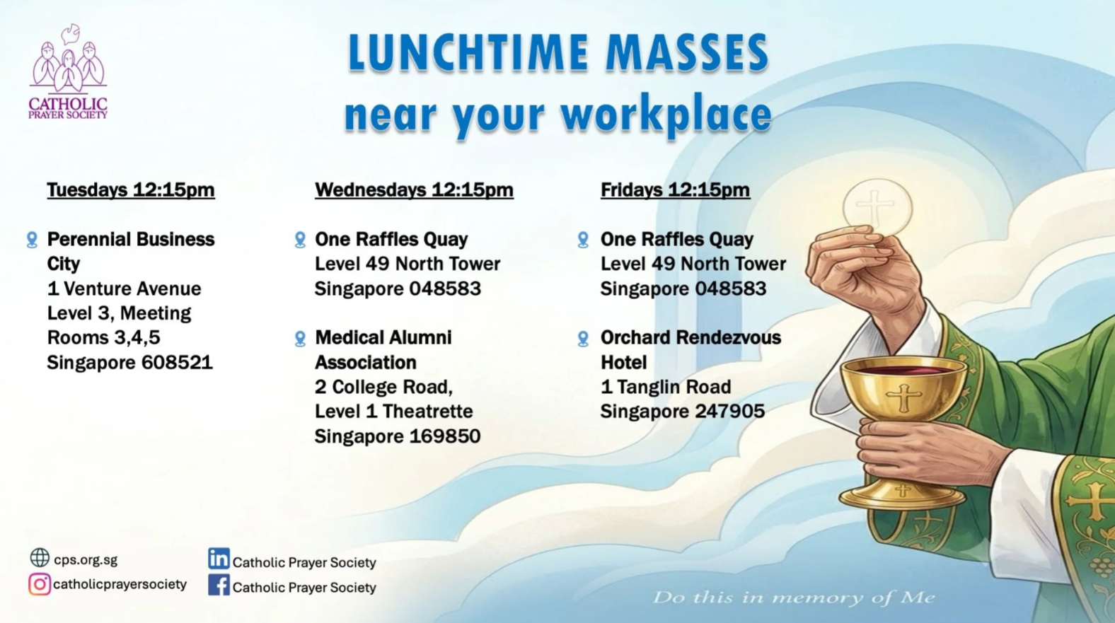 CPS Lunchtime Masses (Updated Schedule)