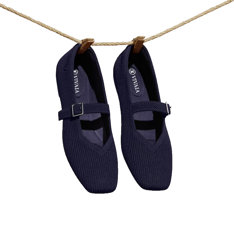 Vivaia Women's Size 38 US8 Navy Blue Square Toe Margot Mary-Jane