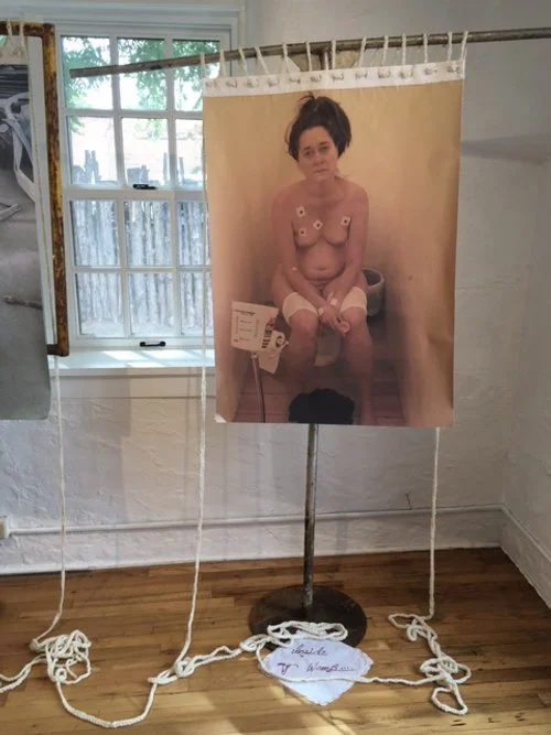 The frames reference clinical reproduction, defined by intervention and force rather than organic nurturing. The artist experienced the hormonal protocols as bodily assault, an impact closer to industrial pressure than care. Together, these materials