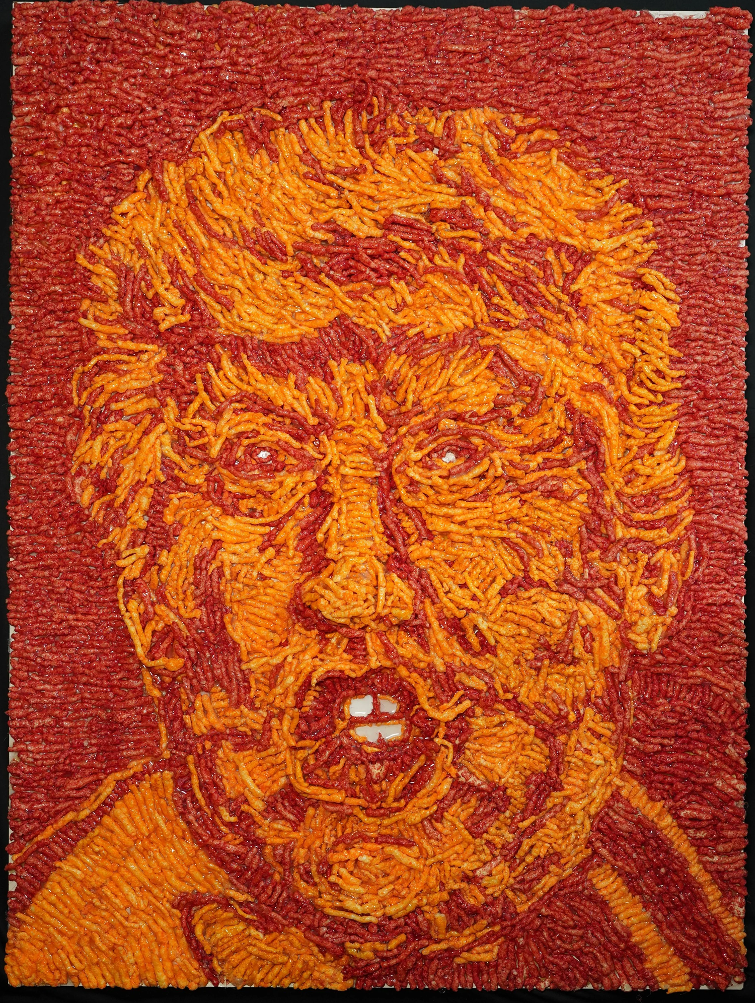 Cheeto in Chief: Democracy?, 46 x 36 inches, Cheetos on clayboard