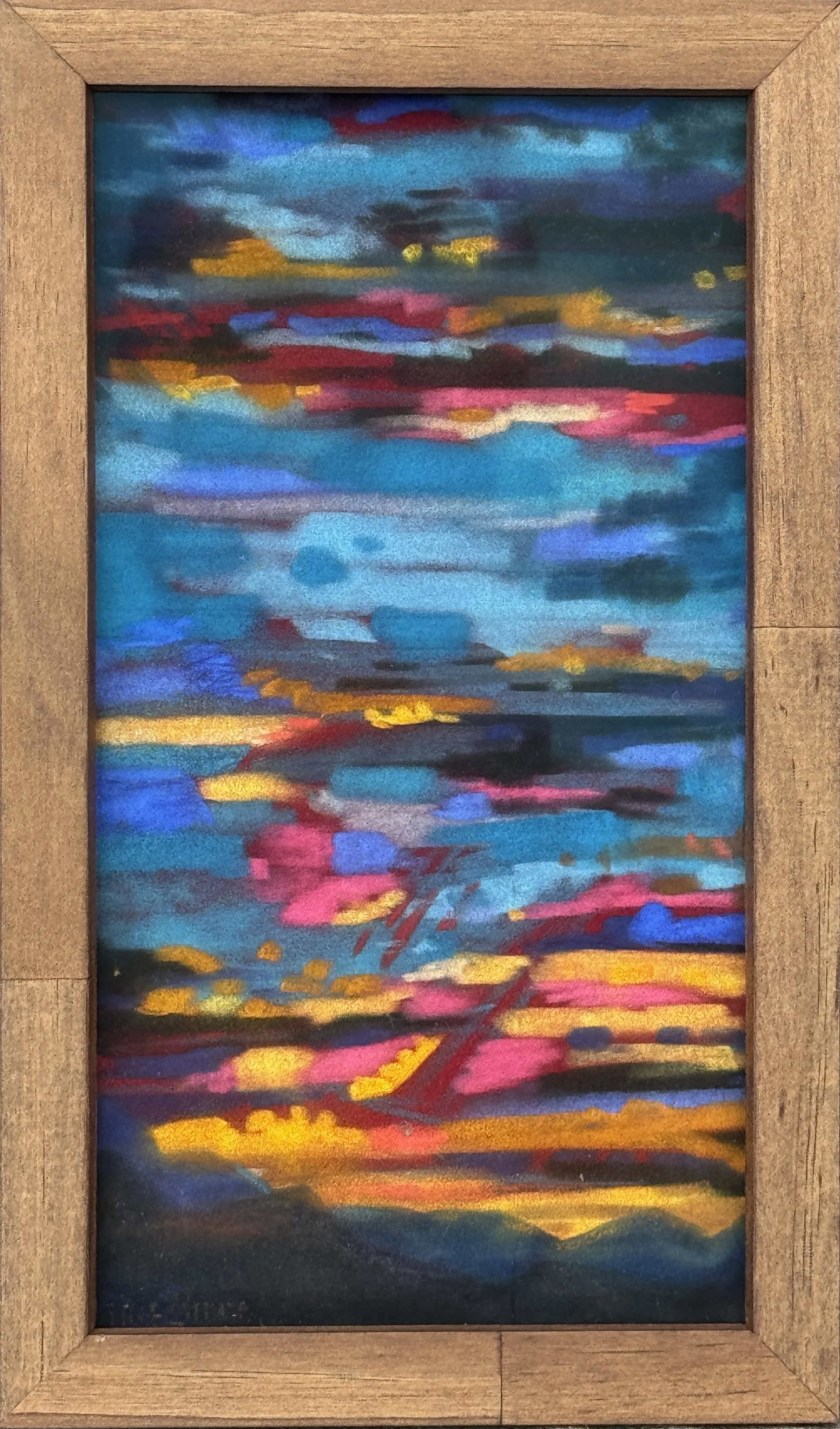 Mayan Layered Sky
signed lower left on face; titled & signed on verso
soft pastel on board
5 x 8 inches
12.75 x 20.25 cm
Framed 10 x 6 inches
25.4 x 15.2 cm

Inquire