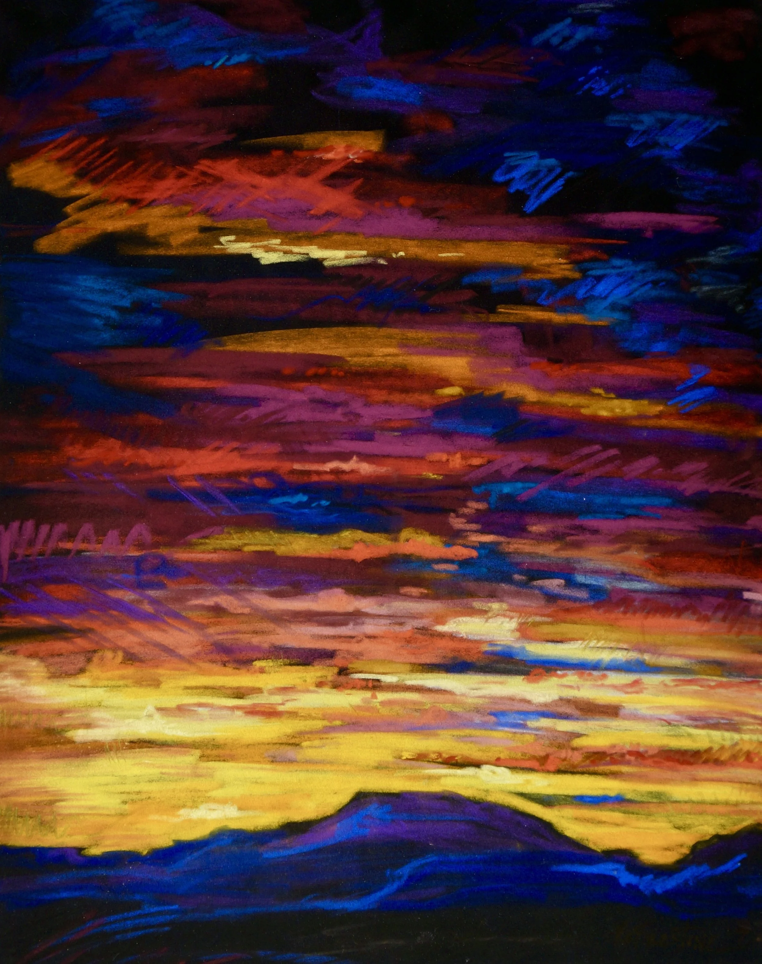 Galvanized Sky
Soft Pastel on Archival Board
Size: 20" x 16"

An electric hymn to twilight—where the heavens ignite in molten jewel tones, capturing the rare alchemy of light meeting land.

SOLD
Seattle, WA Collection