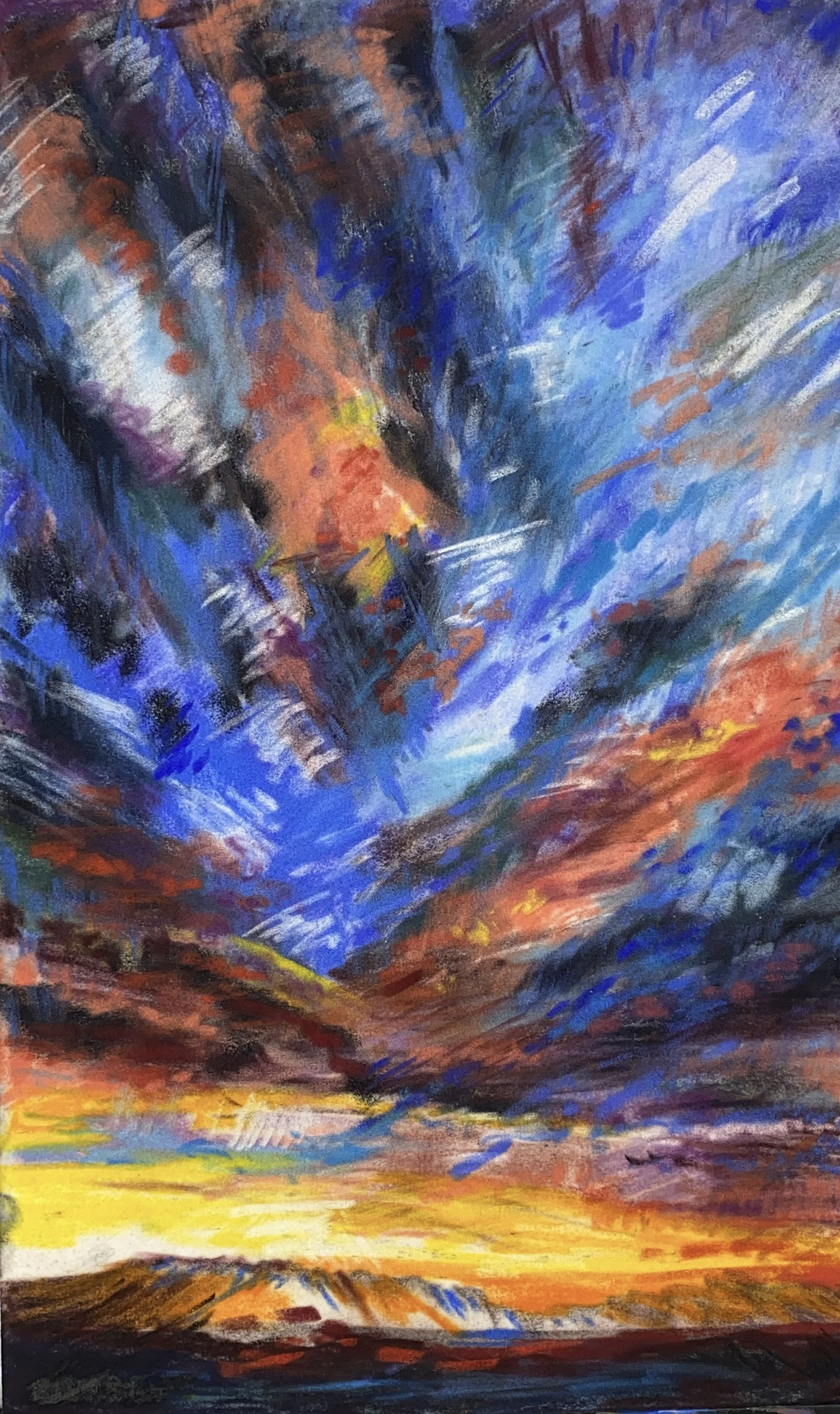 Sunset: Moving Light; Dusk Dark, 2021
signed & dated lower left
soft pastel on board
16 x 10 inches
40.6 x 25.4 cm
Framed 22 x 16 inches
55.9 x 40.6 cm

SOLD — Private Collection, Westchester, NM
Jackie and Bob Shapiro