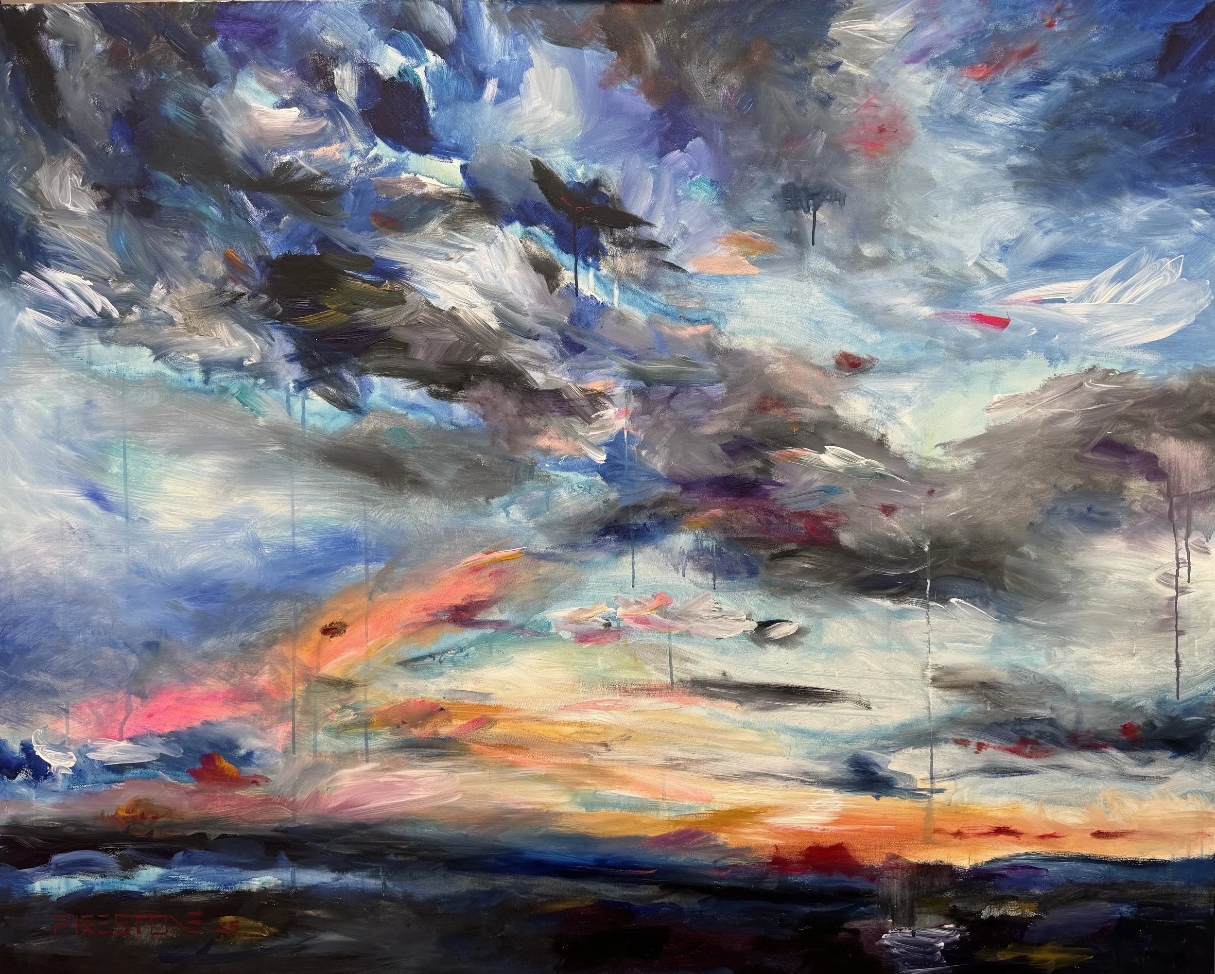 "Ethereal Ballet". 48"H x60"W. Graphite on Acrylic and Oil. 